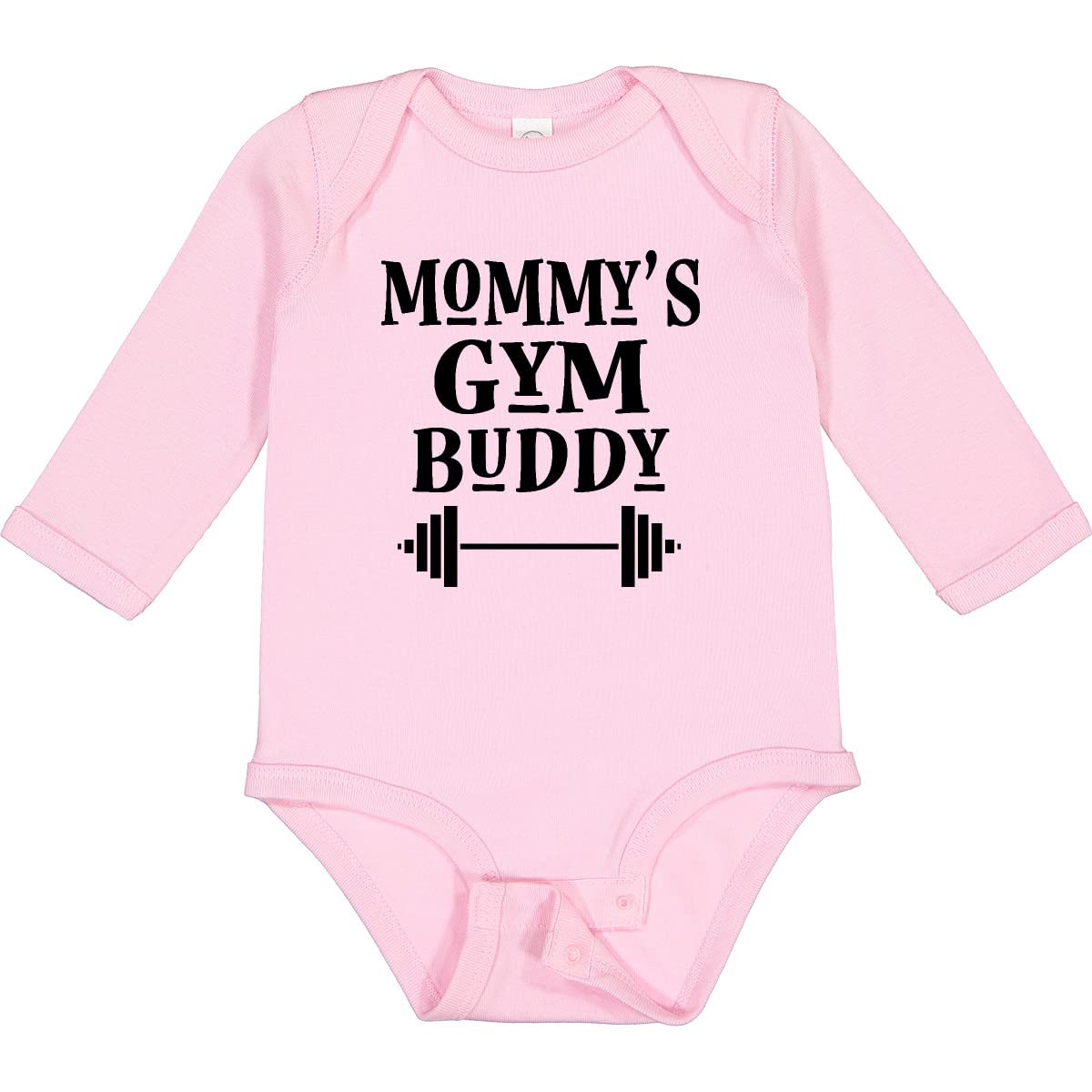 Inktastic Mommy Gym Buddy Workout Long Sleeve Creeper - Comfortable Baby Bodysuit for Active Moms | Perfect for Yoga, Gym & Outdoor Activities