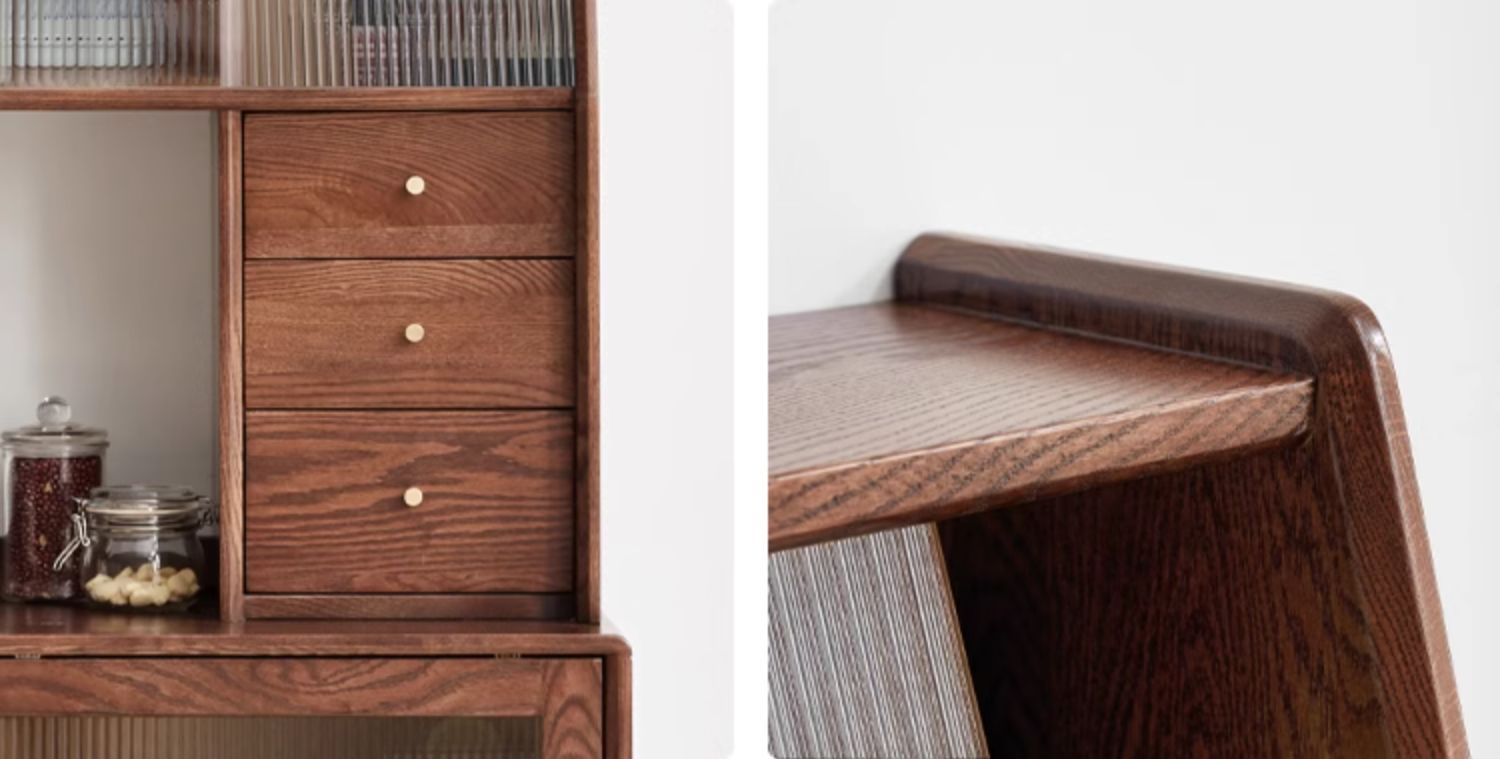 Solid Oak Wood Wall-Mounted Nordic Sideboard with Integrated Storage - Perfect for Living Room, Dining Room, and Entryway Organization