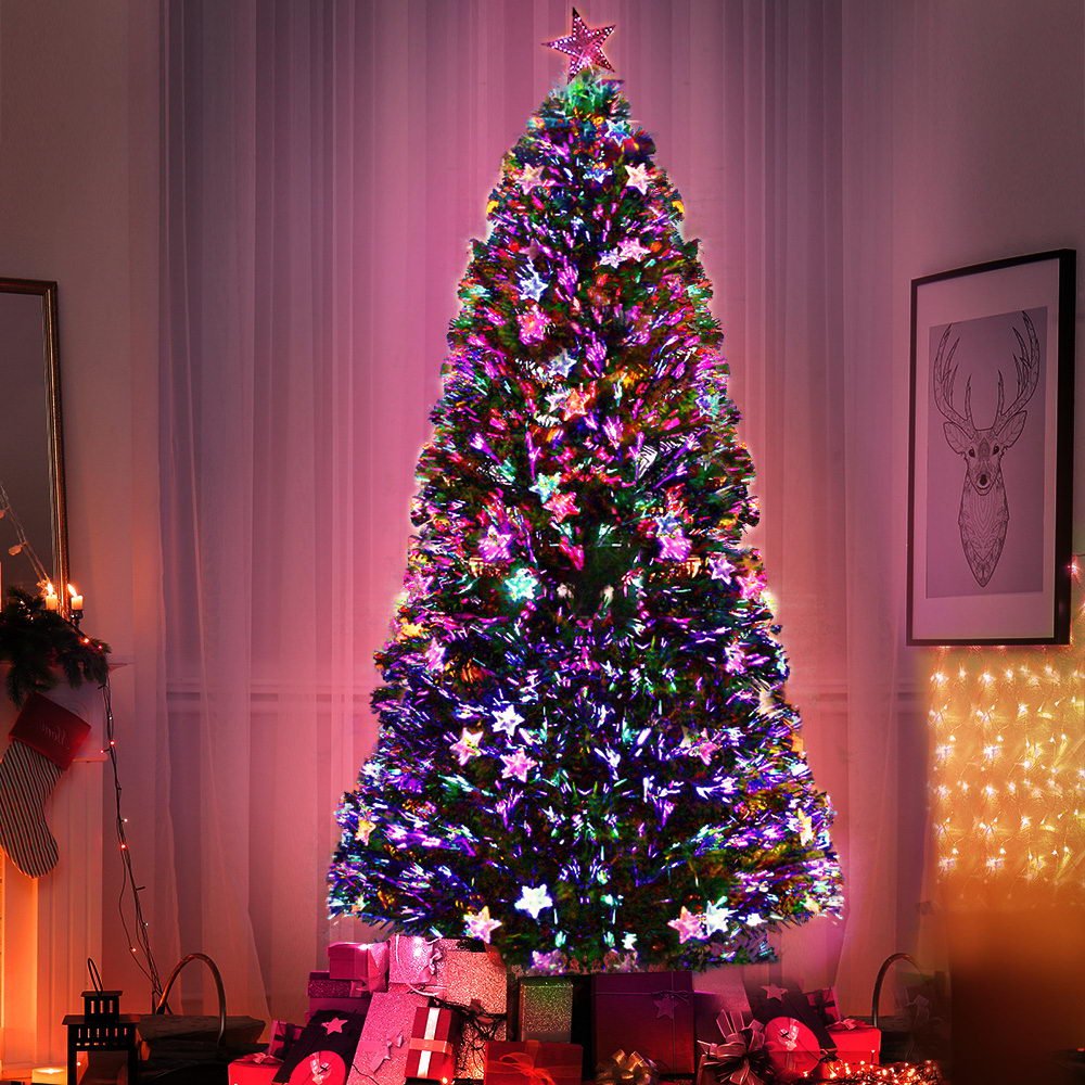 1.8M Pre-Lit LED Christmas Tree with Multi-Color Lights - Holiday Home Decor for Living Room, Office & Party Decoration