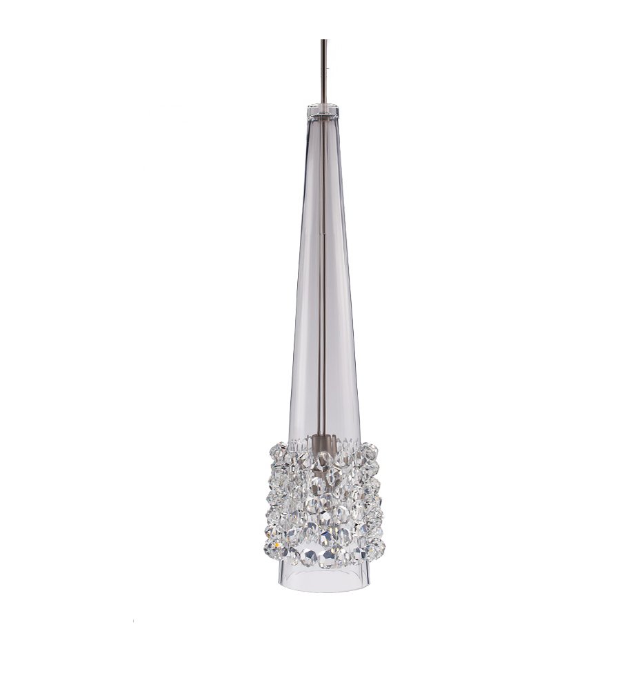 WAC Lighting MP-938-WD/BN Kalysta Modern Crystal Pendant Light Fixture - Brushed Nickel Canopy, Clear Diamond Glass Shade | Perfect for Dining Room, Kitchen Island & Entryway Lighting