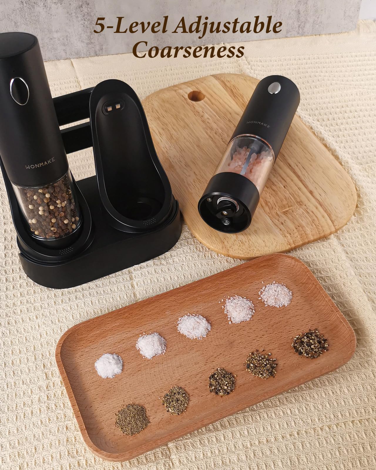 Electric Salt and Pepper Grinder Set - Rechargeable Automatic Spice Mill with Adjustable Coarseness, LED Light & One-Hand Operation - Perfect for Cooking, Dining & Gourmet Kitchen Gifts
