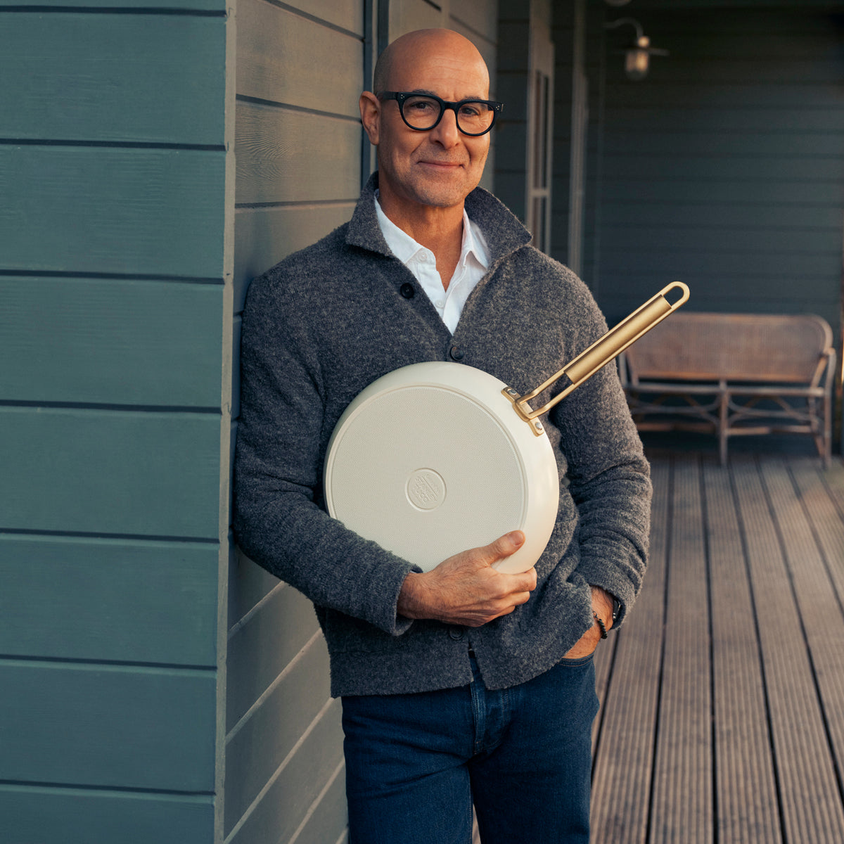 Stanley Tucci™ Ceramic Nonstick 6.5 Quart Essential Stanley Pan - Carrara White | Premium Cookware for Sauteing, Frying & Cooking | Non-Toxic & PFOA-Free