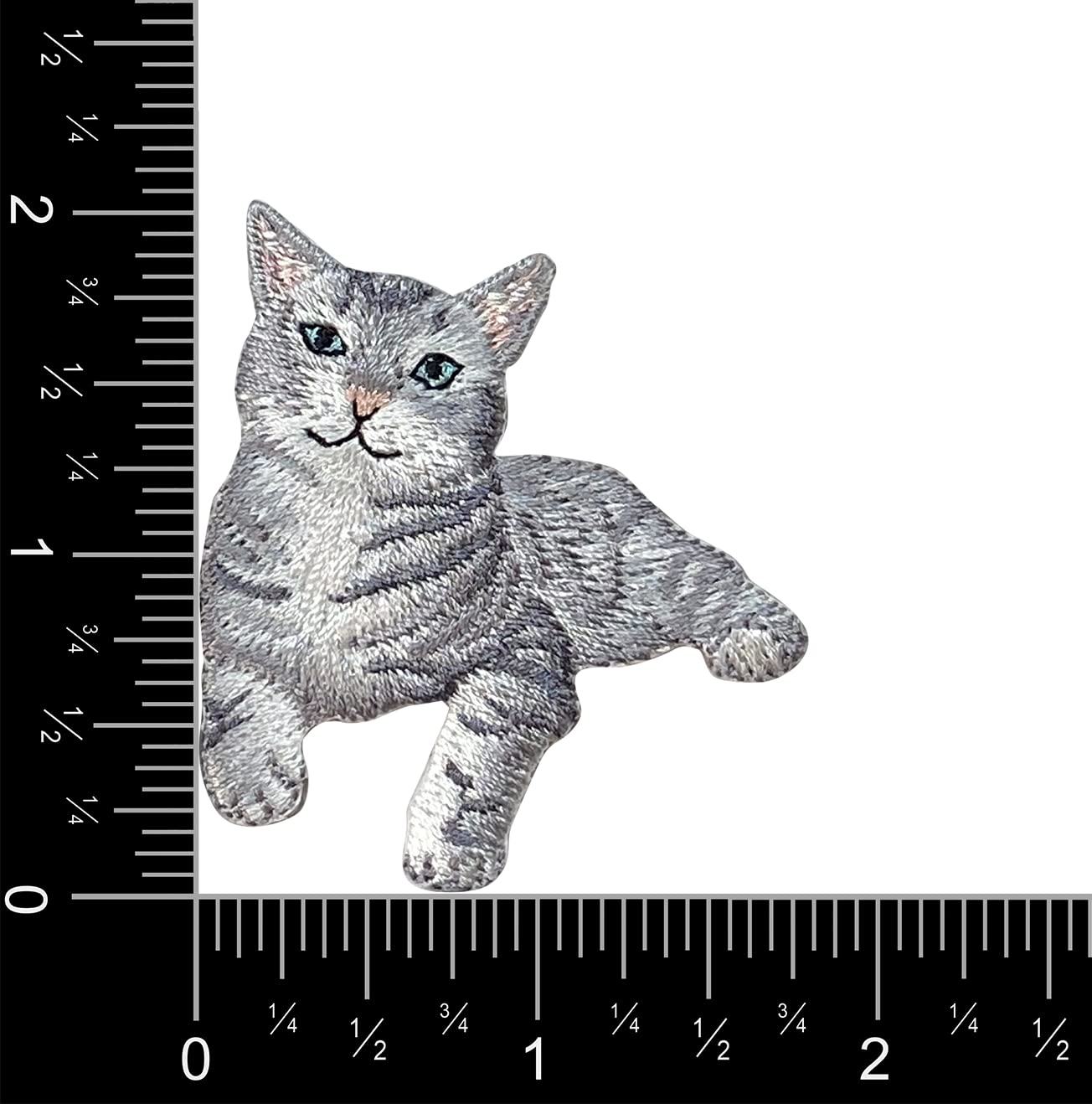 Gray Tabby Cat Iron On Patch - Embroidered Kitten Pet Applique for DIY Clothing, Hats, Bags & Costumes - Perfect for Pet Lovers & Animal Enthusiasts