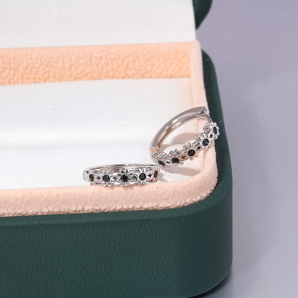 CiNily Small Hoop Earrings for Women - 14K Gold Plated Flower Cubic Zirconia Huggie Earrings - Hypoallergenic Cartilage Earrings for Girls - Perfect for Everyday Wear, Parties & Gifts