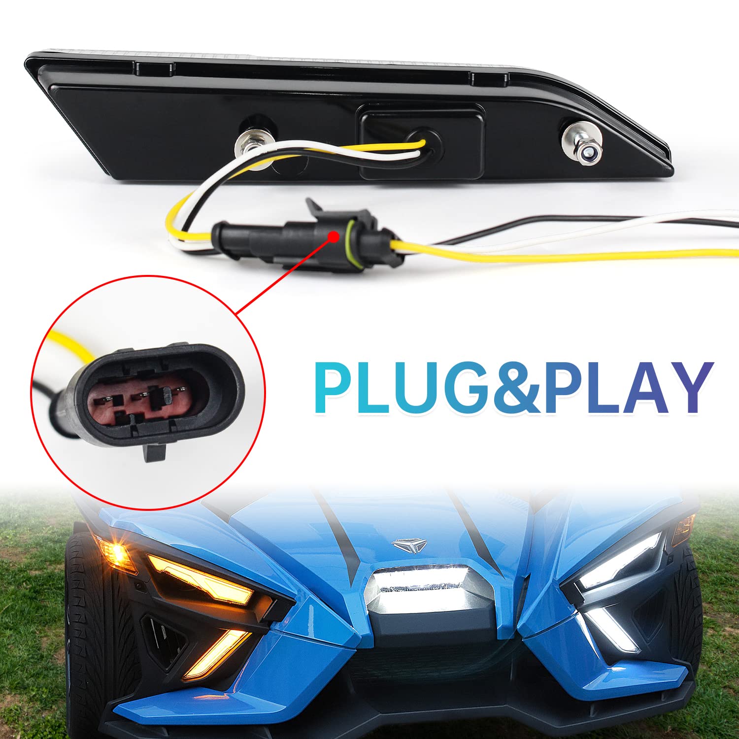 Polaris Slingshot S SL SLR R LE 2014-2021 Lower Accent Panel Light Kit - Compatible Daytime Running Lights & Trim Panel Replacement for 2884605 2884606 (Front) - Perfect for Night Driving & Custom Car Upgrades