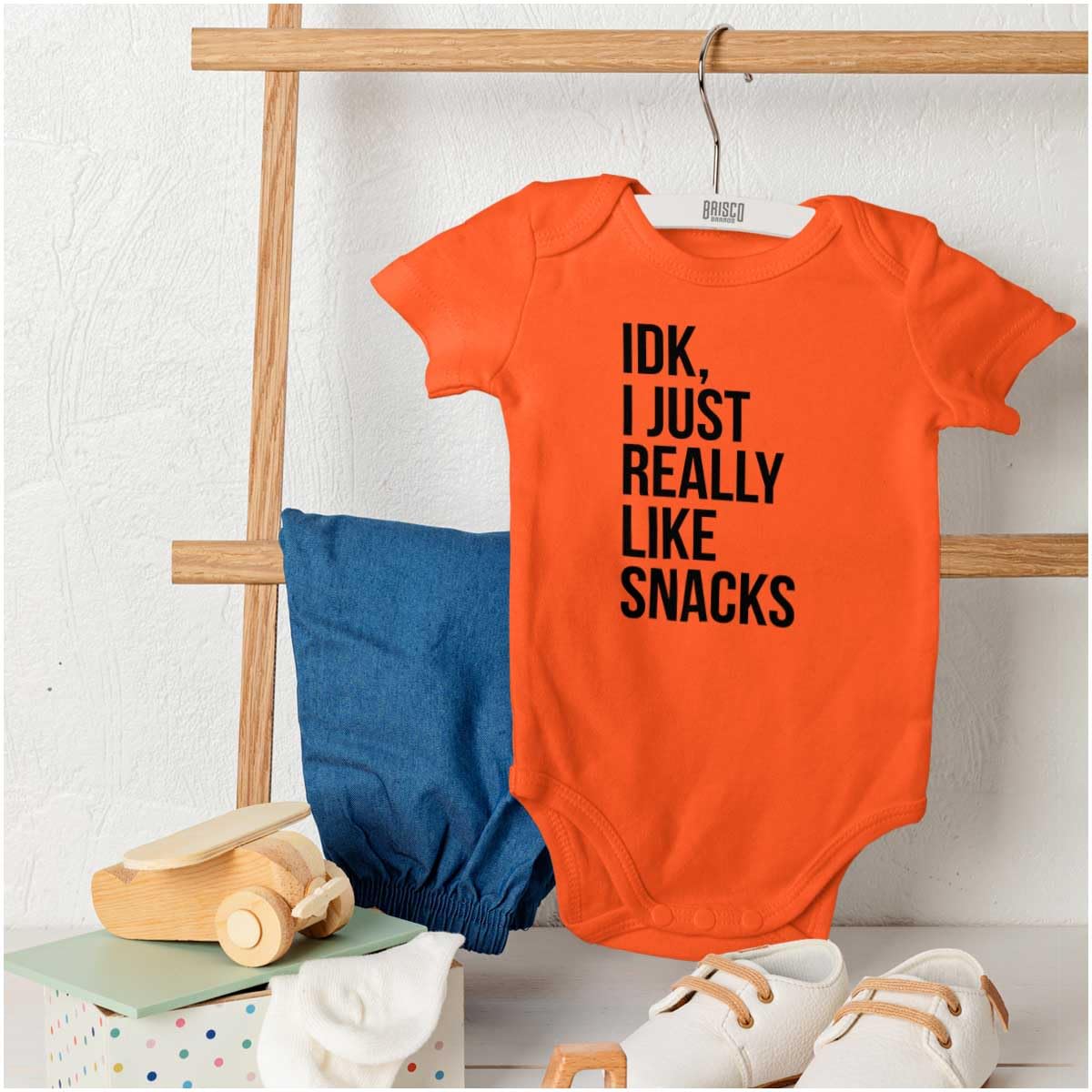 Funny Baby Romper for Boys & Girls - 'IDK I Just Really Like Snacks' Cute Saying Outfit | Perfect for Playdates, Photoshoots & Everyday Wear