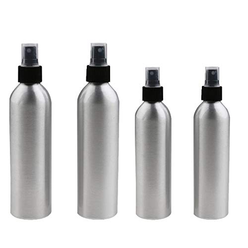 4 Pack Aluminum Spray Bottles for Cosmetics, Perfume & Refillable Liquids - Perfect for Travel, DIY Beauty & Hair Care Essentials