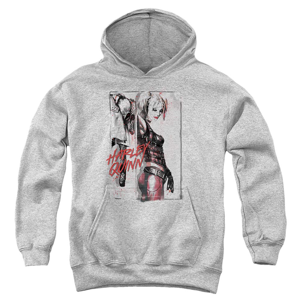 Trevco Batman Ink Wash Harley Unisex Youth Pullover Hoodie - Soft Cotton Hooded Sweatshirt for Kids & Teens - Perfect for School, Cosplay & Everyday Wear