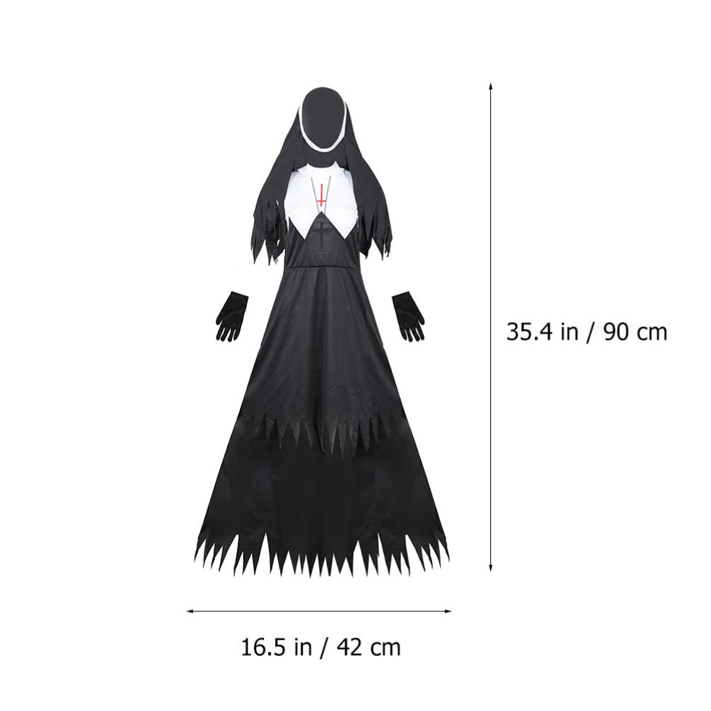 KESYOO Scary Nun Costume for Adults - Traditional Black Sister Robe Halloween Outfit & Cosplay Accessories | Perfect for Halloween Parties, Haunted Houses, and Themed Events