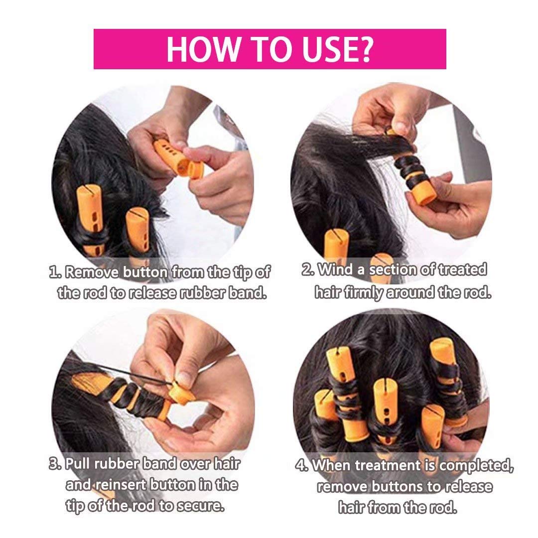 40pcs Perm Rods Set for Natural Hair - 4 Sizes Cold Wave Hair Rollers for Women (Orange/Beige/Purple/White) | DIY Hair Styling Tools for Long, Medium & Short Hair | Perfect for Home Salon, Party Hairstyles & Professional Styling