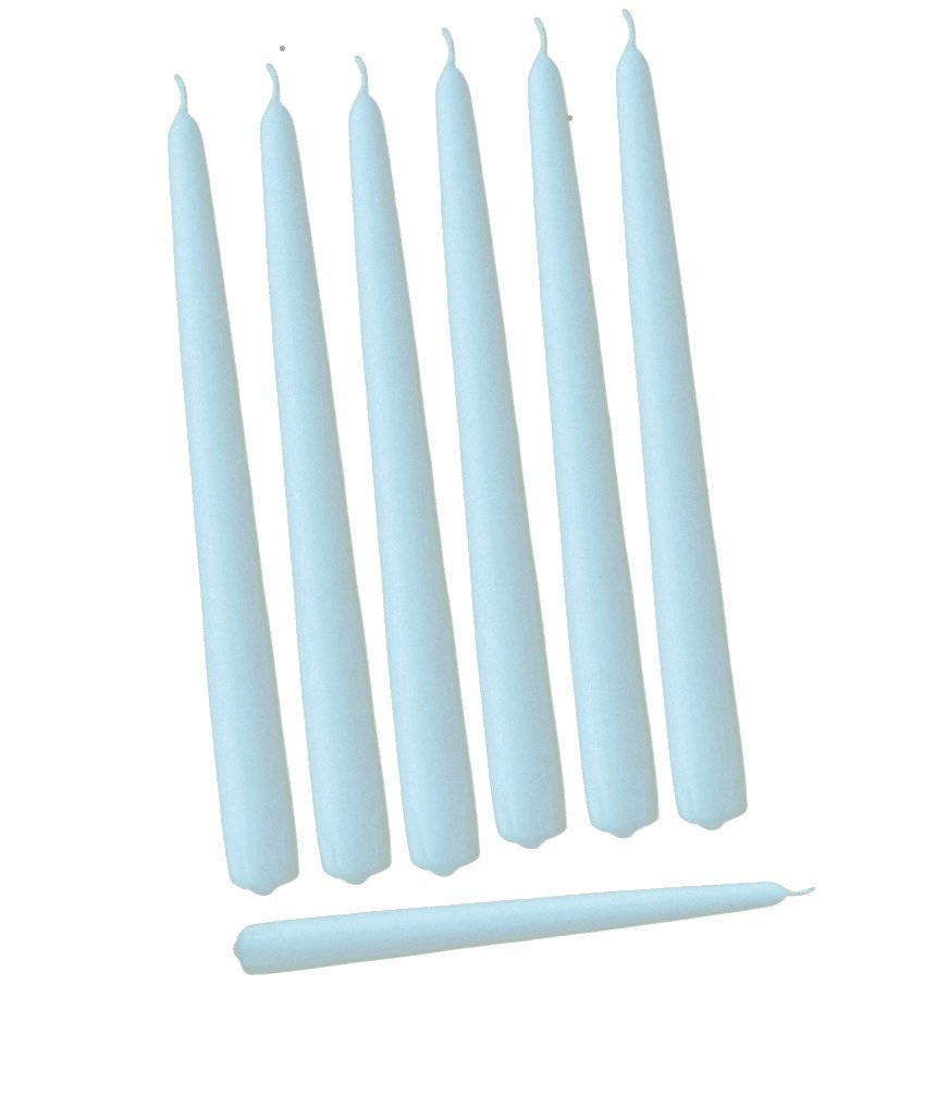 Premium Unscented Light Blue Taper Candles - Hand-Dipped Dripless Smokeless 10