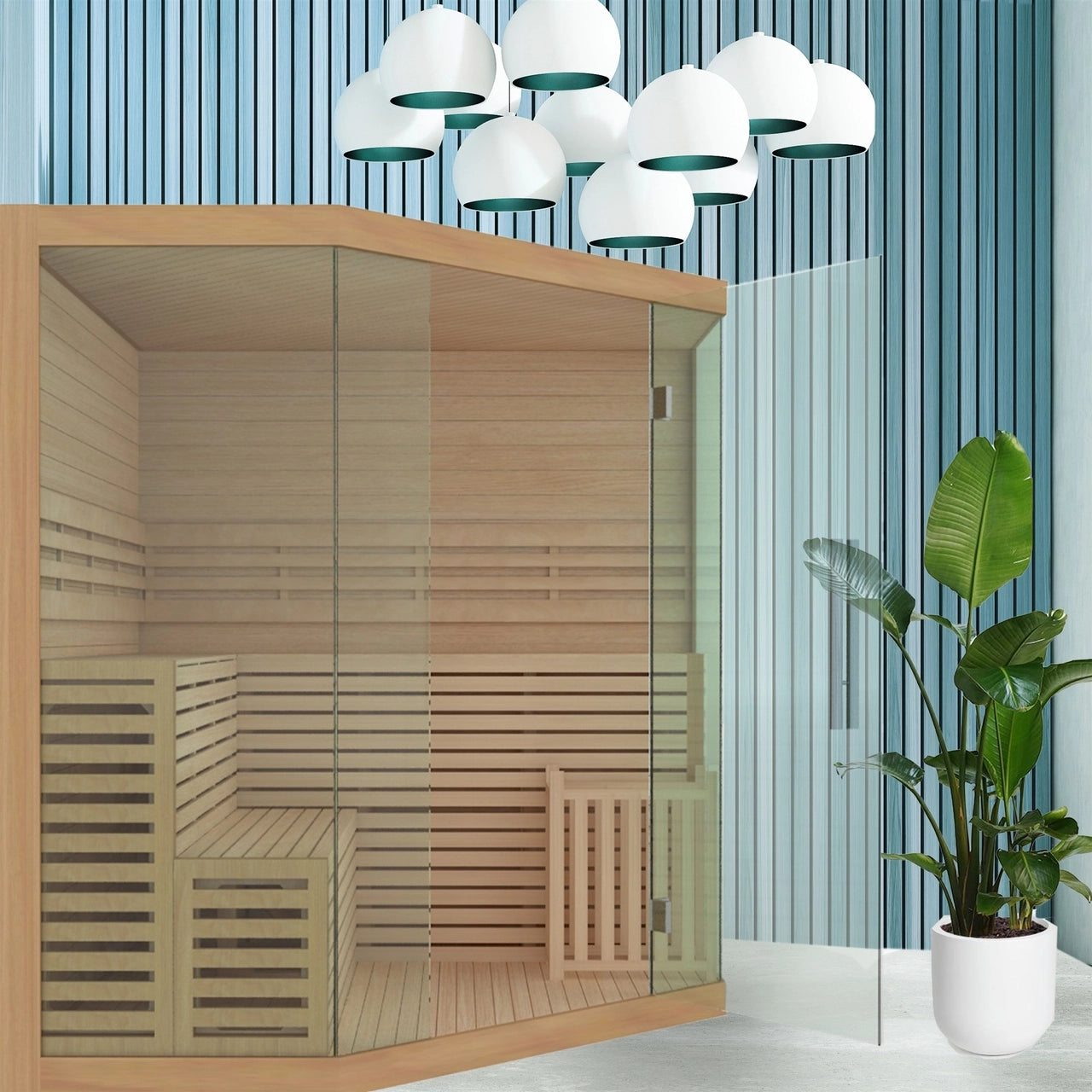 Premium Aleko Canadian Hemlock Indoor Wet & Dry Sauna with LED Lights - 6kW ETL Certified Heater for 5-6 People | Perfect for Home Relaxation, Detox & Muscle Recovery