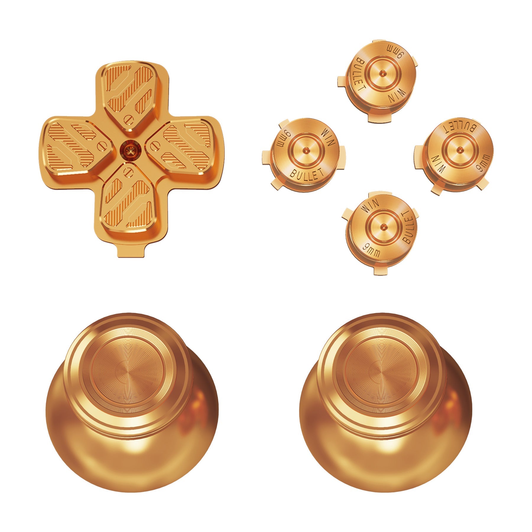 Premium eXtremeRate Aluminum Metal Thumbsticks & D-Pad ABXY Buttons for PS5 Controller - Gold | Enhanced Grip & Durability for Gaming, FPS, and Competitive Play