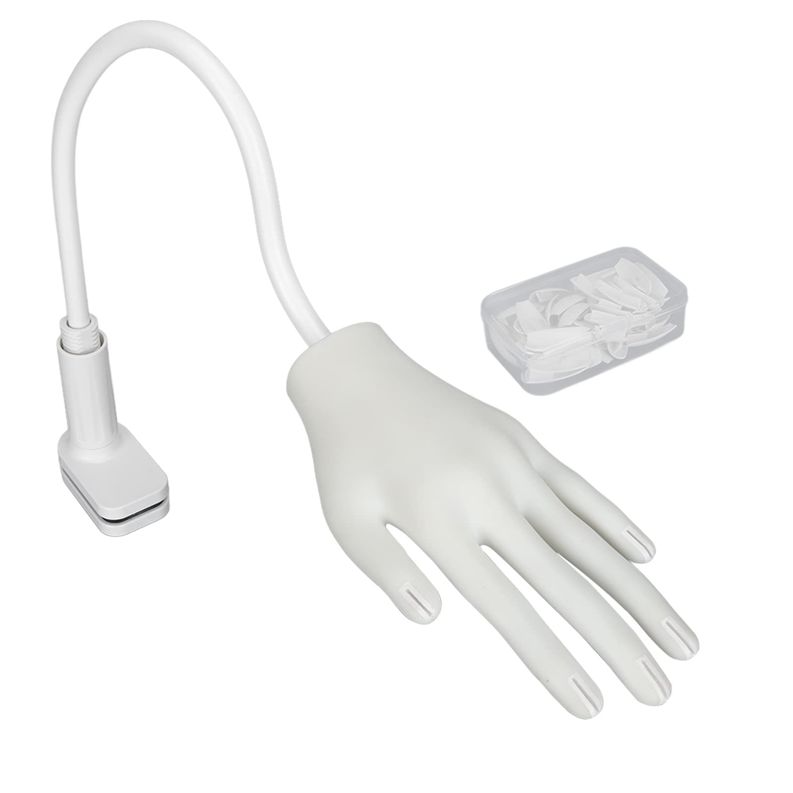 Professional Silicone Nail Practice Mannequin Hand with 50 False Nail Tips - Perfect for Nail Art Training, Salon Practice & Beginners - Ideal for Home, Salon & Nail Art Classes