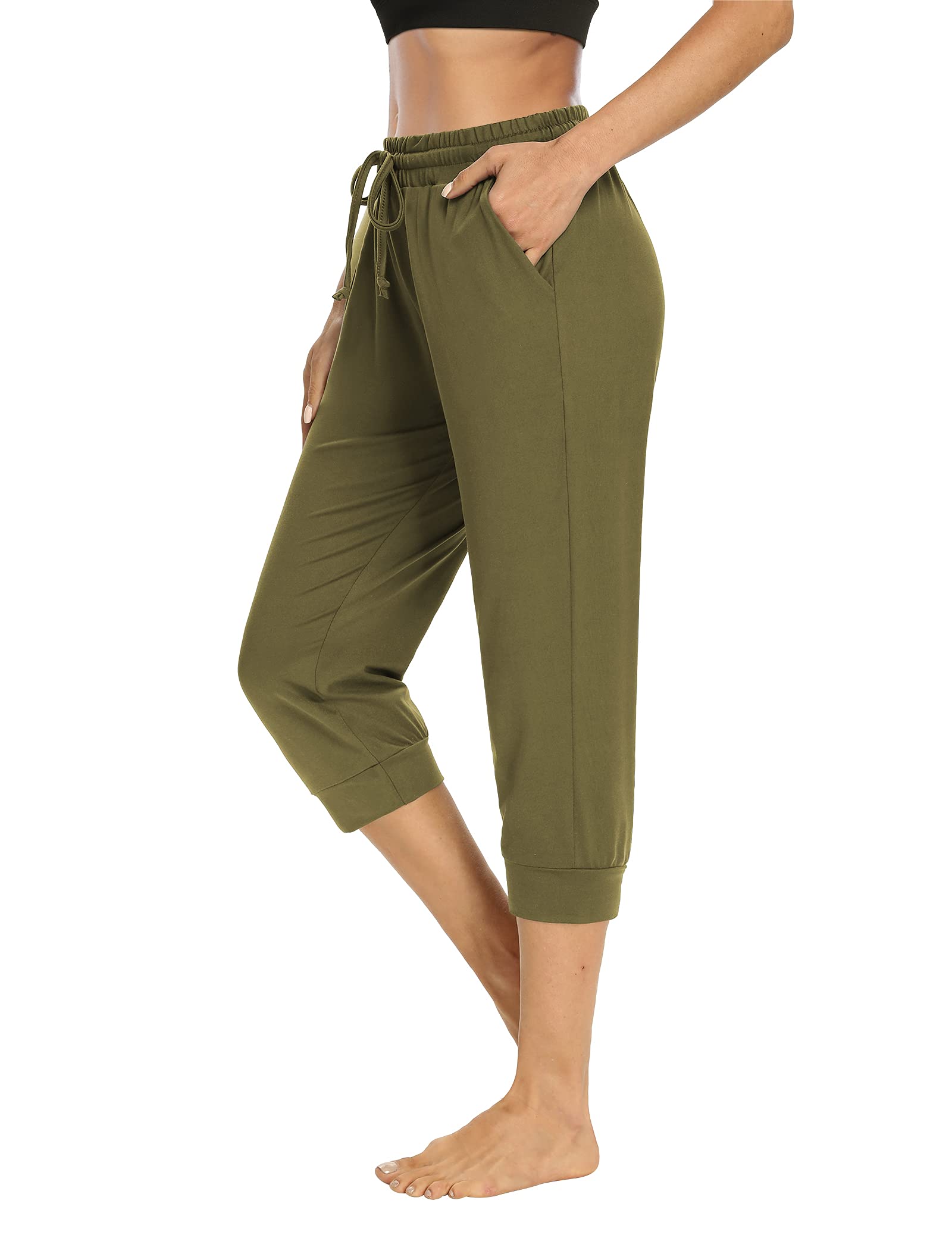 NOAHELLA Women's Capri Yoga Pants with Drawstring - Comfortable Crop Joggers & Lounge Sweatpants for Women - Soft Pajama Pants with Pockets - Perfect for Yoga, Workout, Running, and Relaxing at Home