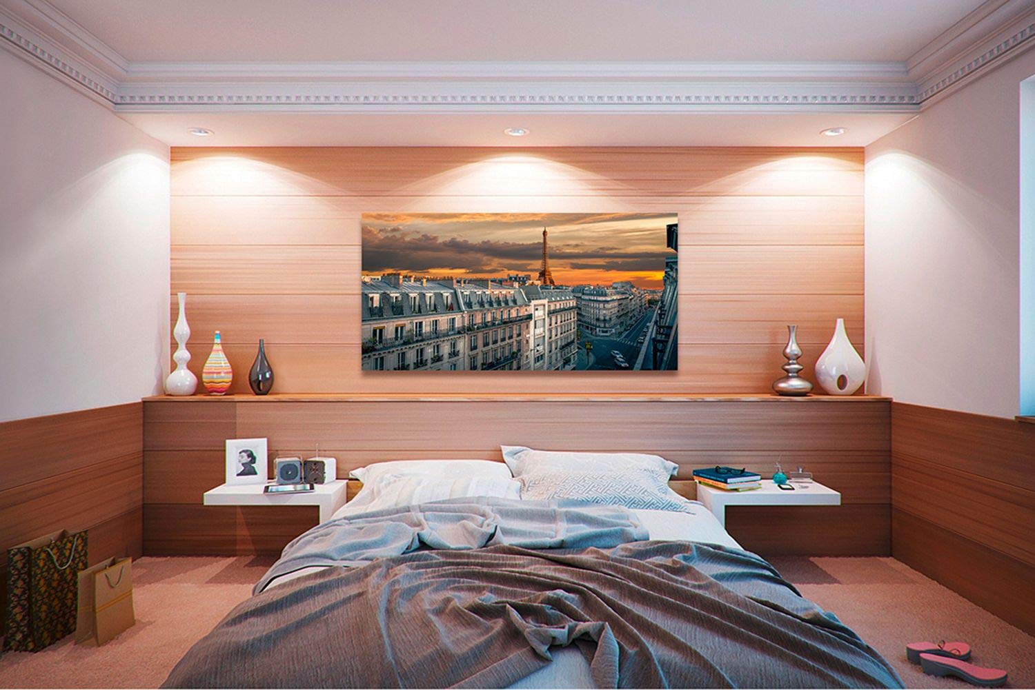 Cityscape Canvas Art Print - Pangea Images 'Morning in Paris' - 47x24 Inch Wall Decor for Living Room, Bedroom & Office