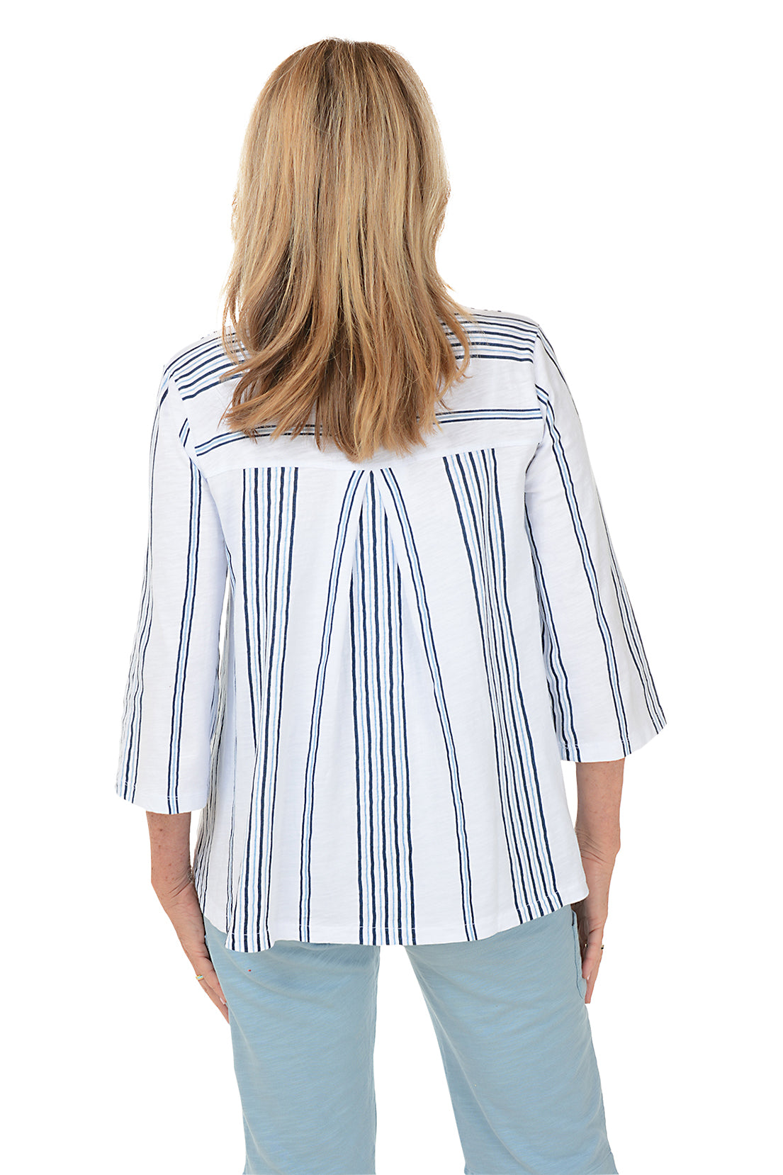 Women's Striped Button Front Slub Knit Top - Casual Short Sleeve Shirt for Summer Outfits, Beach Wear & Everyday Style