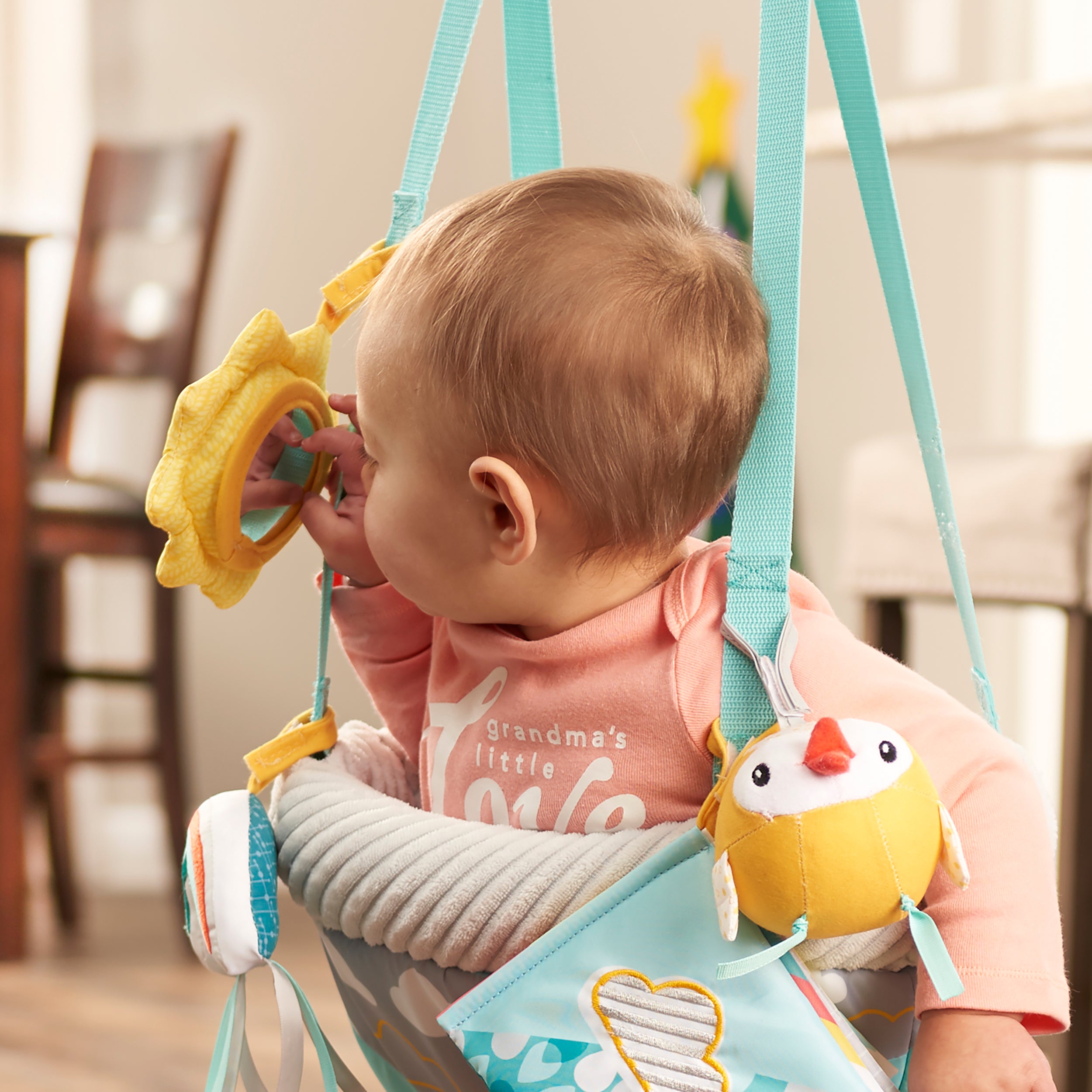 Evenflo ExerSaucer Door Jumper - Baby Activity Center with Bounce & Spin, Fun Developmental Toy for Infants 6-12 Months - Perfect for Playtime, Learning & Motor Skills Development at Home