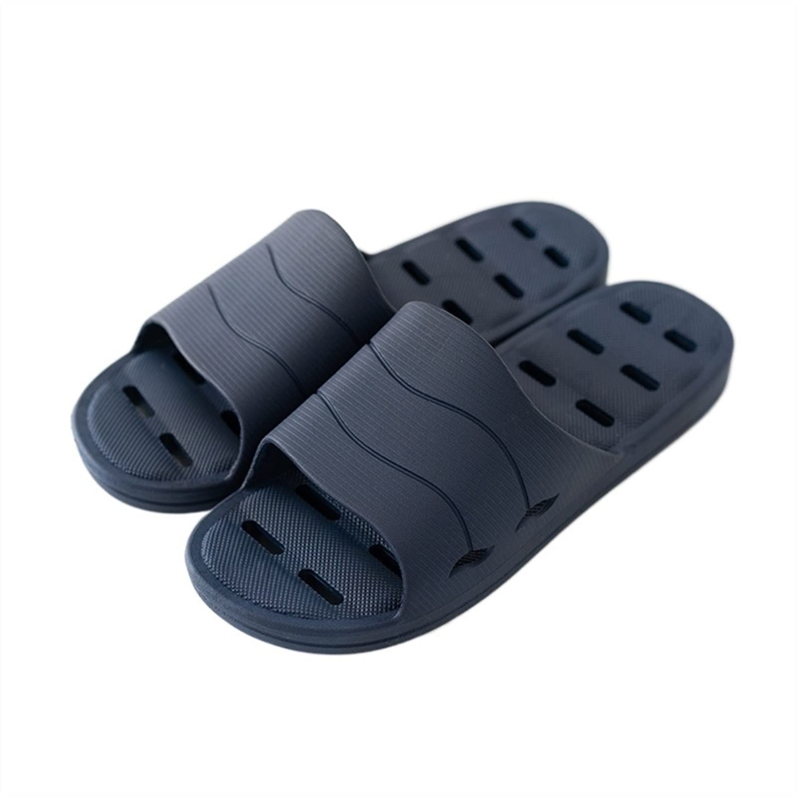 TOMYEUS Men's Shark Slippers - Non-Slip Bathroom & Shower Sandals, Soft Massage House Slippers, Comfortable Summer Indoor/Outdoor Slippers (Navy Blue, Size 44-45) - Perfect for Home, Beach, Pool & Spa Use