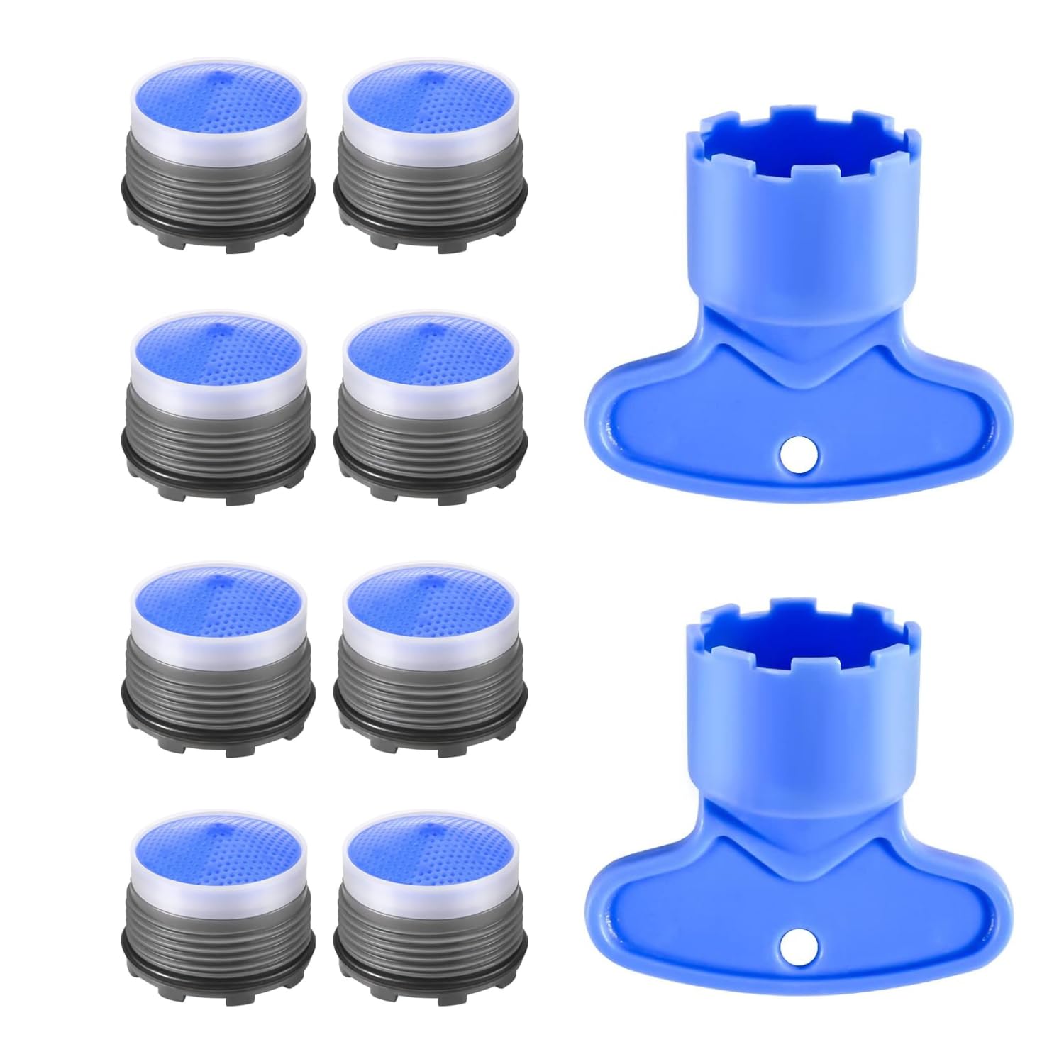 8-Piece Water Saving Faucet Aerator Set with 2 Keys - Flow Restrictor Sink Aerators, Tap Strainer Replacement for Kitchen & Bathroom - Perfect for Reducing Splash & Conserving Water in Homes & Restaurants