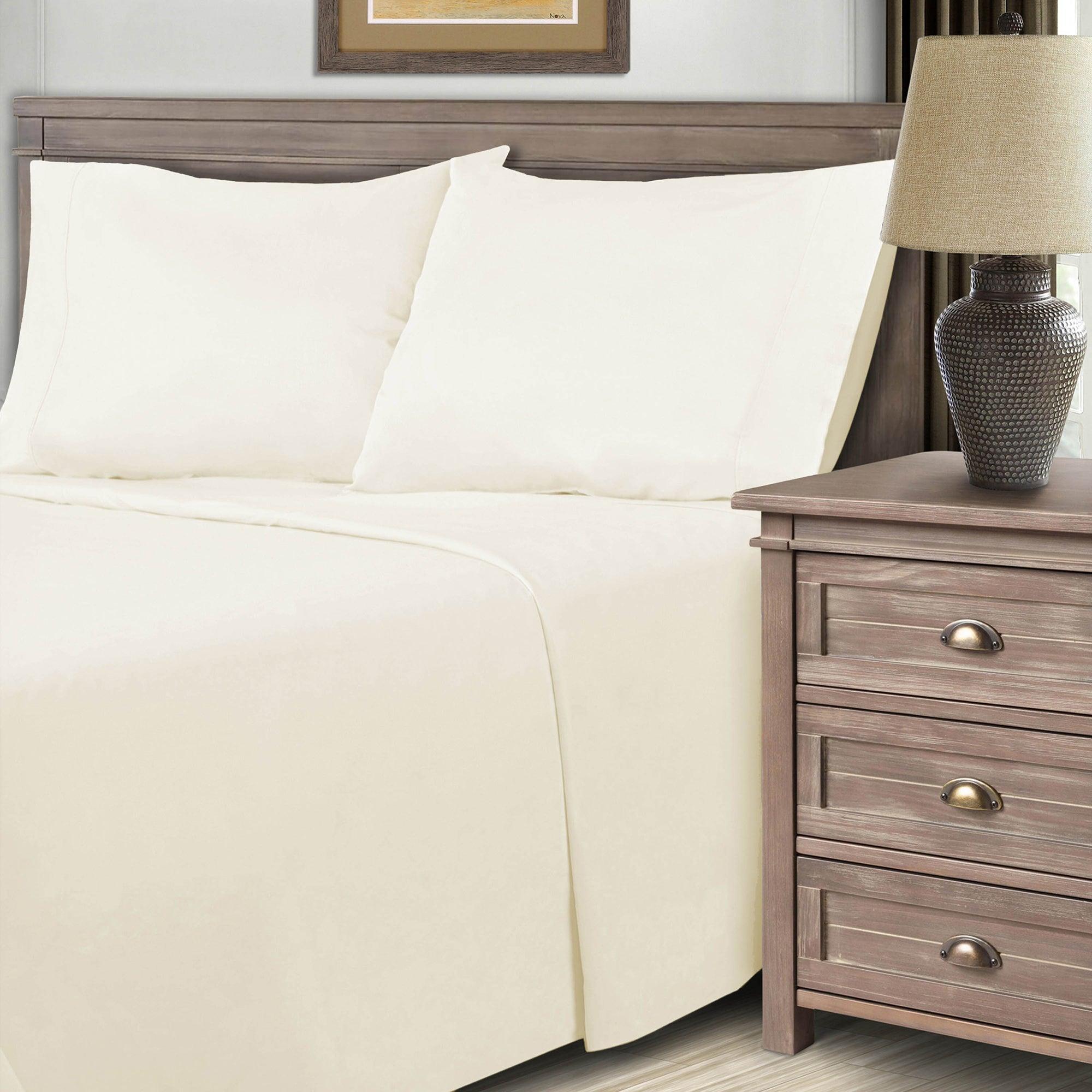600 Thread Count Cotton Blend Solid Deep Pocket Sheet Set - Ultra Soft & Breathable Bed Sheets for Queen & King Size Beds - Perfect for Luxury Bedroom & Hotel Use