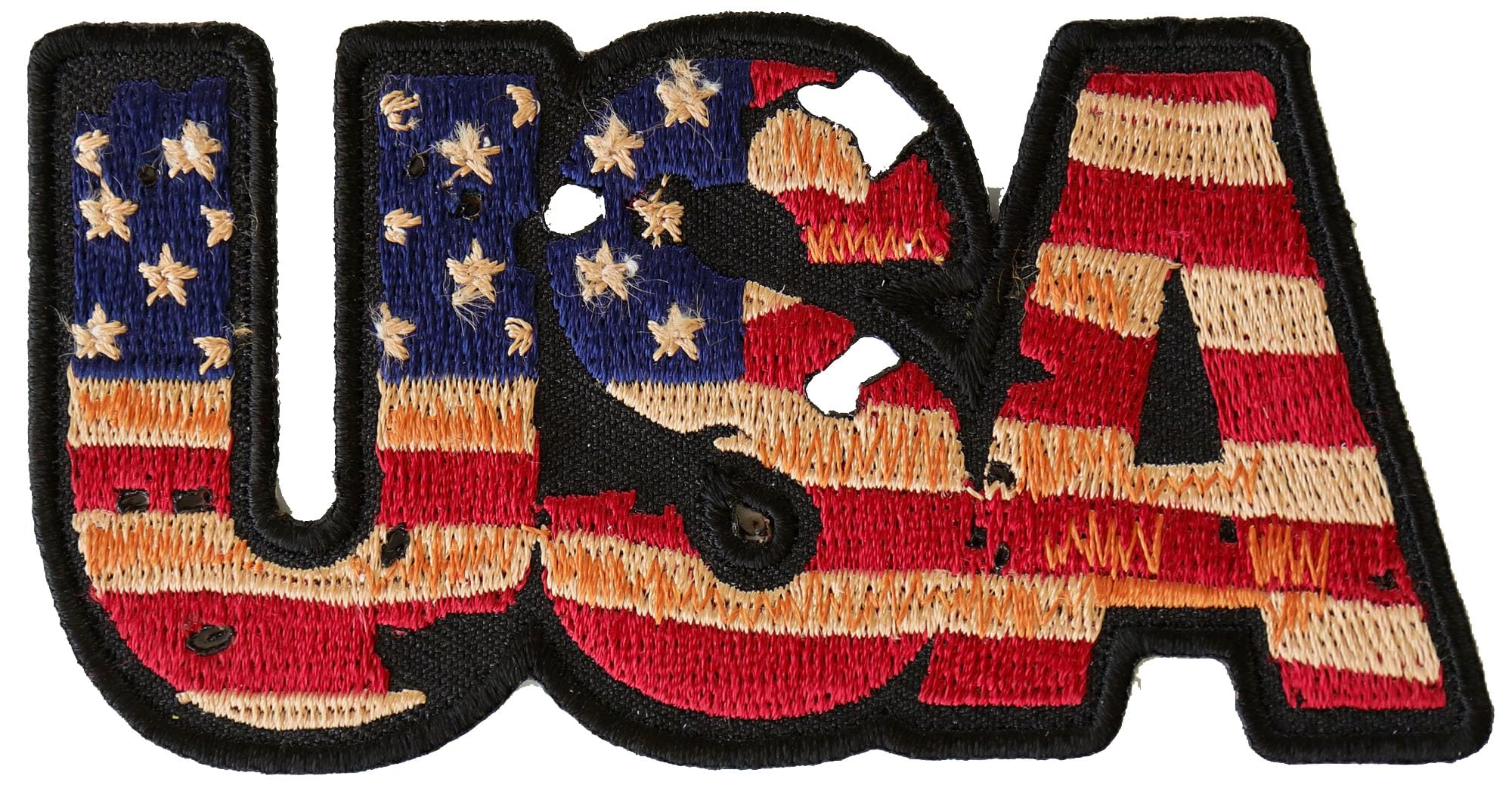 USA Vintage Embroidered Flag Patch - 4x2 Inch Iron On Sew On Patch for Jackets, Hats & Backpacks | Patriotic DIY Clothing Accessories
