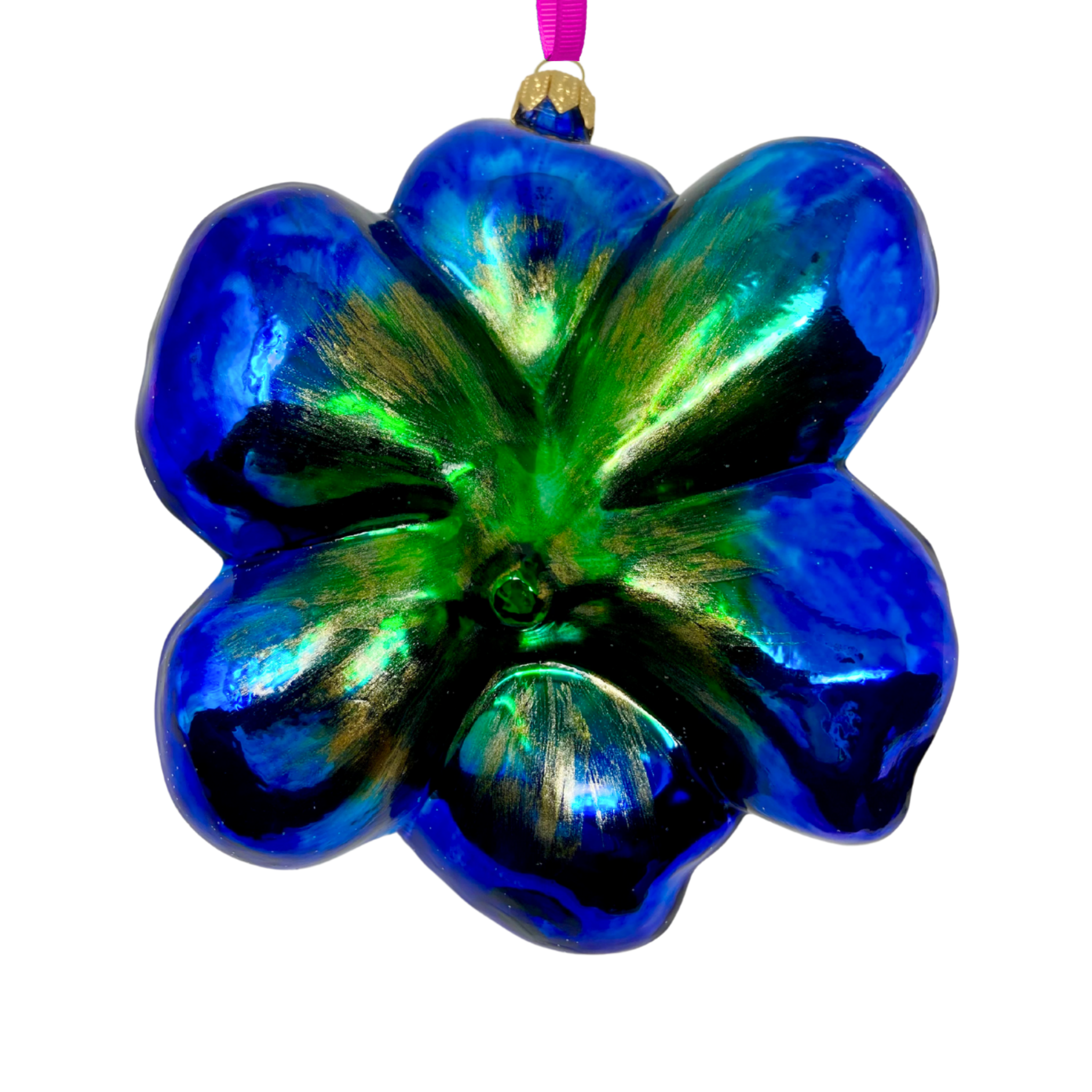 Handmade Caprice Iris Blown Glass Christmas Ornament - Elegant Holiday Tree Decoration for Xmas, Home, and Festive Party Decor