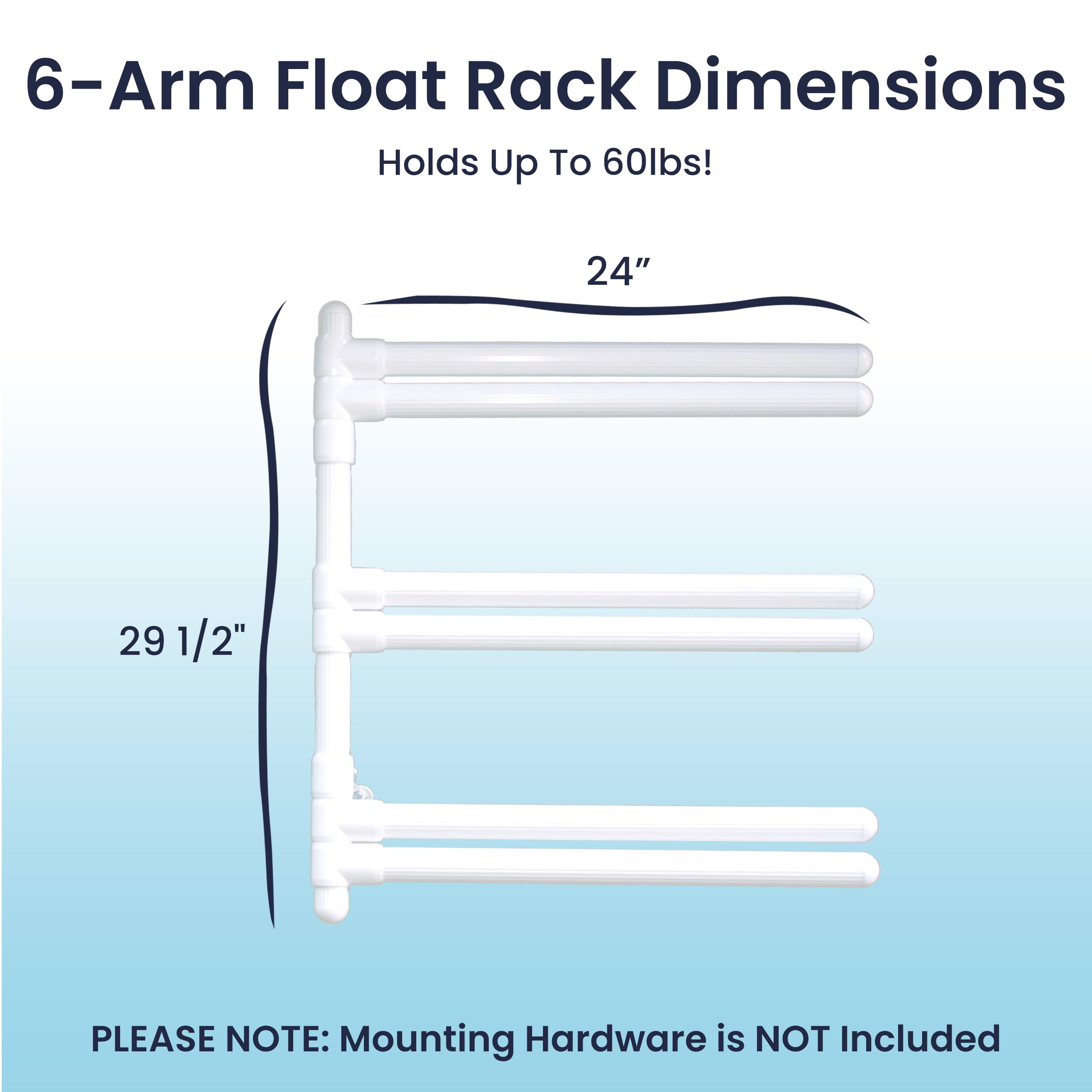 Hanging Pool Float Storage Rack - 6-Arm PVC Organizer for Inflatable Pool Floats, Durable Furniture-Grade Material for Easy Air Drying & Cleaning (White) - Perfect for Backyard, Poolside Storage & Summer Fun Organization