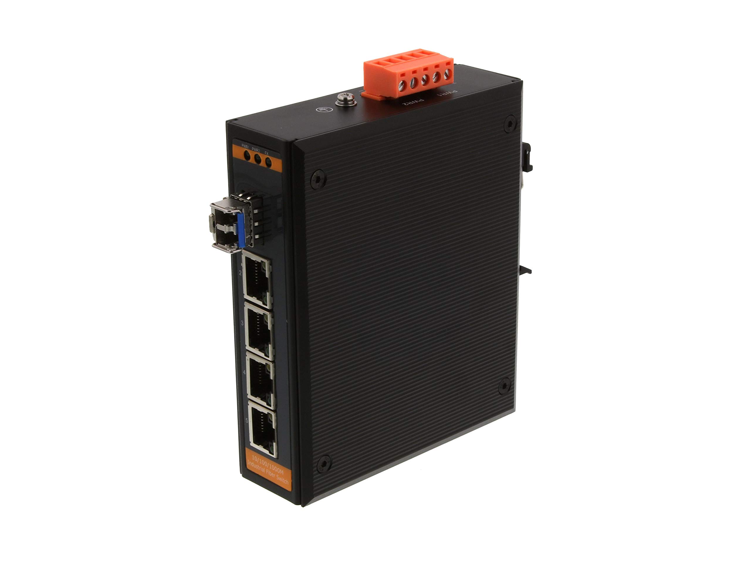 Networx Industrial Gigabit Ethernet Fiber Media Converter - 1000Base-LX Single Mode LC (20km, 1310nm, 4 Port) - High-Speed Network Conversion for Factory Automation & Data Centers