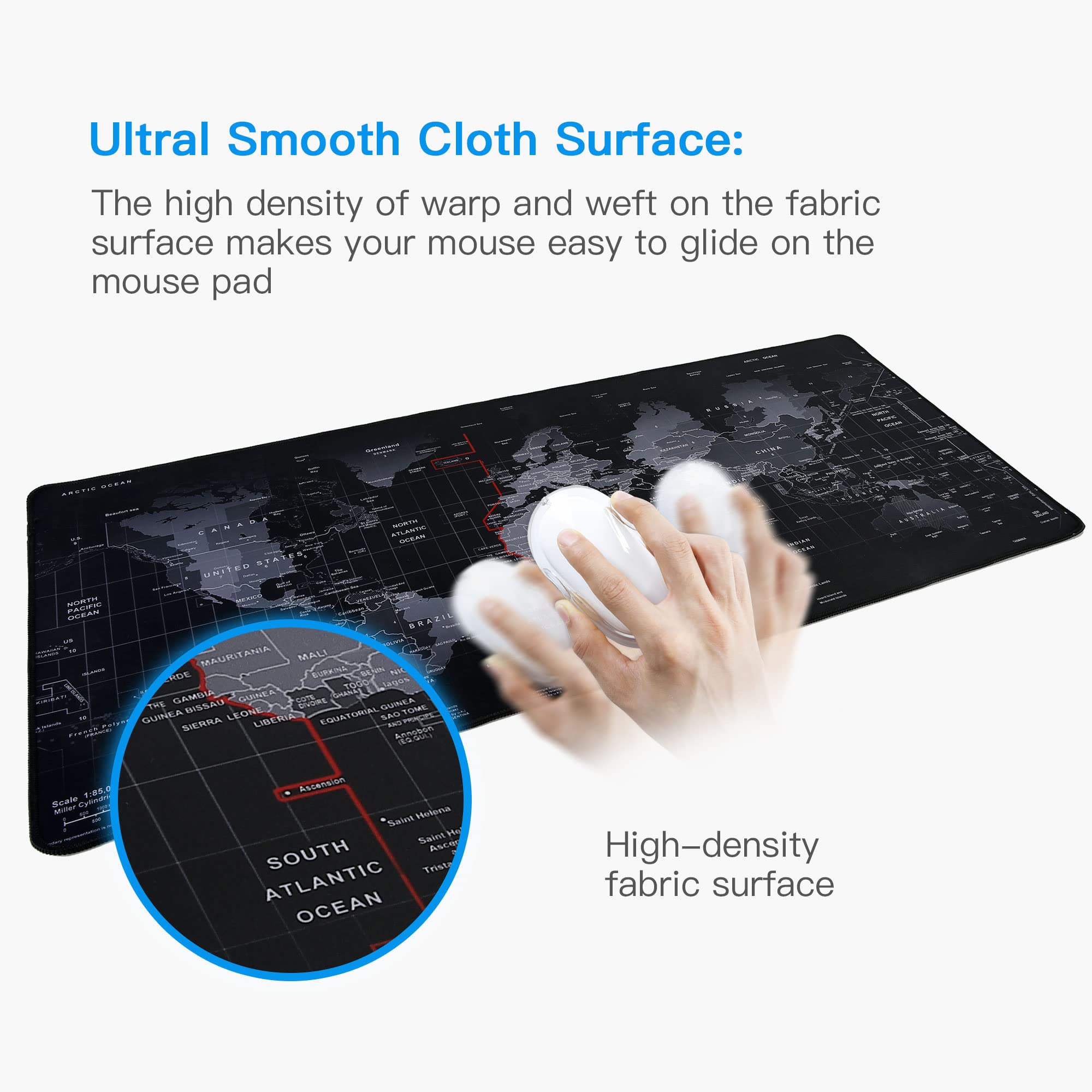 Hosimoln Large Gaming Mouse Pad 80x30cm, 2mm Thick Non-Slip Waterproof Mousepad with Stitched Edges - Perfect for PC Gaming, Office Work & Home Use - Durable Textured Surface for Smooth Mouse Control
