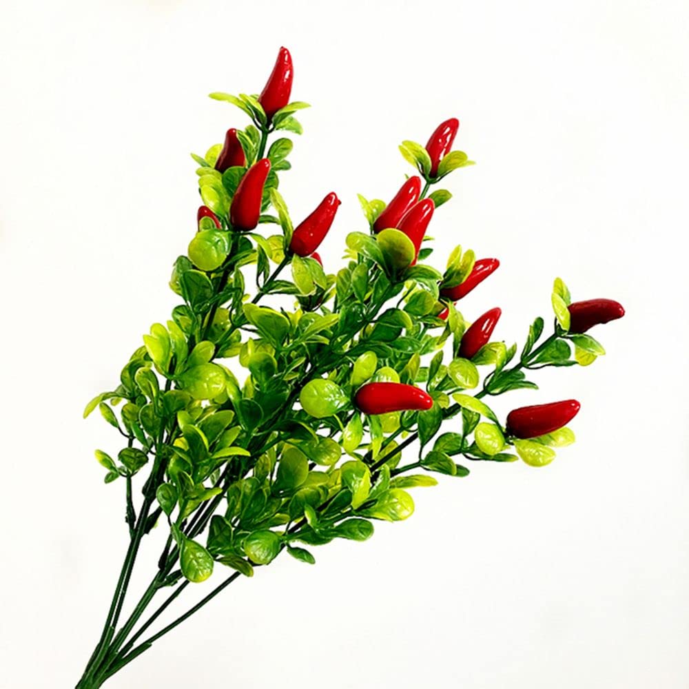 35cm Artificial Chilli Tree with 7 Forks - HOUGE Plastic Artificial Flower & Fruit for Home Decoration - Perfect for Kitchen, Dining Table, Living Room, and Office Decor