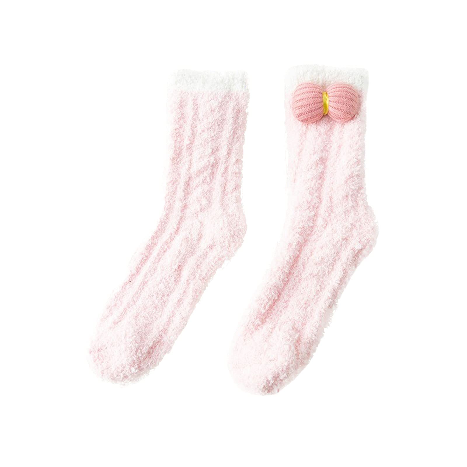 BilyBY Women's Thick Warm Coral Fleece Compression Socks - Cozy Plush Furry Ankle Socks for Sleeping, Home & Floor - Perfect for Winter Comfort & Relaxation