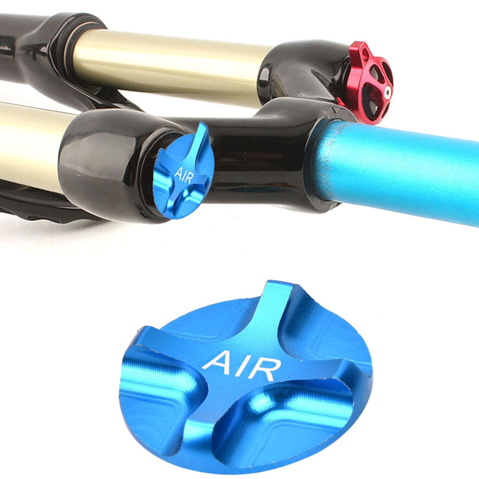 Rockshox Air Valve & Headset - Aluminum Alloy Suspension Fork Front Fork Airtight Valve Cover Accessory (Blue) | MTB Bike Fork Maintenance & Repair Parts for Mountain Biking