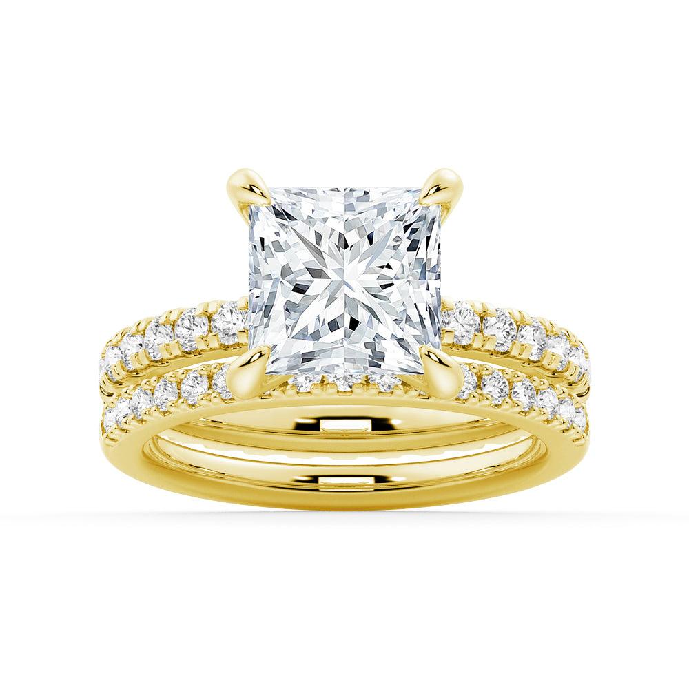Princess Cut Moissanite Engagement Ring with Eternity Pave Band - Sparkling Wedding Jewelry for Brides, Anniversary Gifts & Romantic Proposals