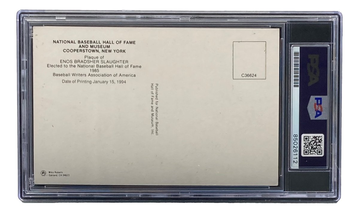 Enos Slaughter Autographed 4x6 St. Louis Cardinals HOF Plaque Card - PSA/DNA Certified - Perfect for Baseball Memorabilia Collections & Sports Fan Gifts