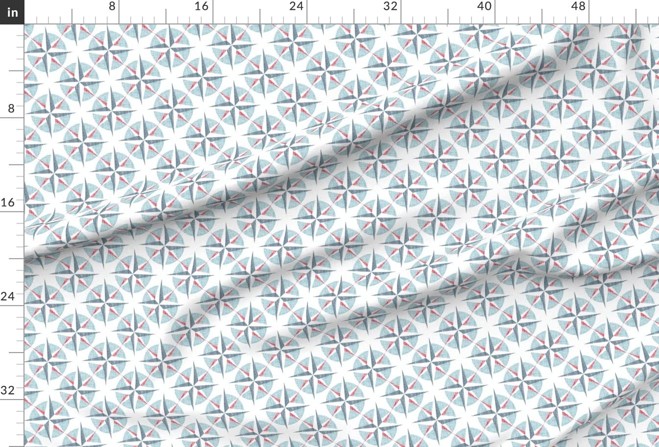 Art Deco Ocean Sea Printed Satin Fabric by The Yard - Premium Sewing Material for Lining, Apparel, Fashion, Blankets & Home Decor - Perfect for DIY Projects, Upholstery & Crafting