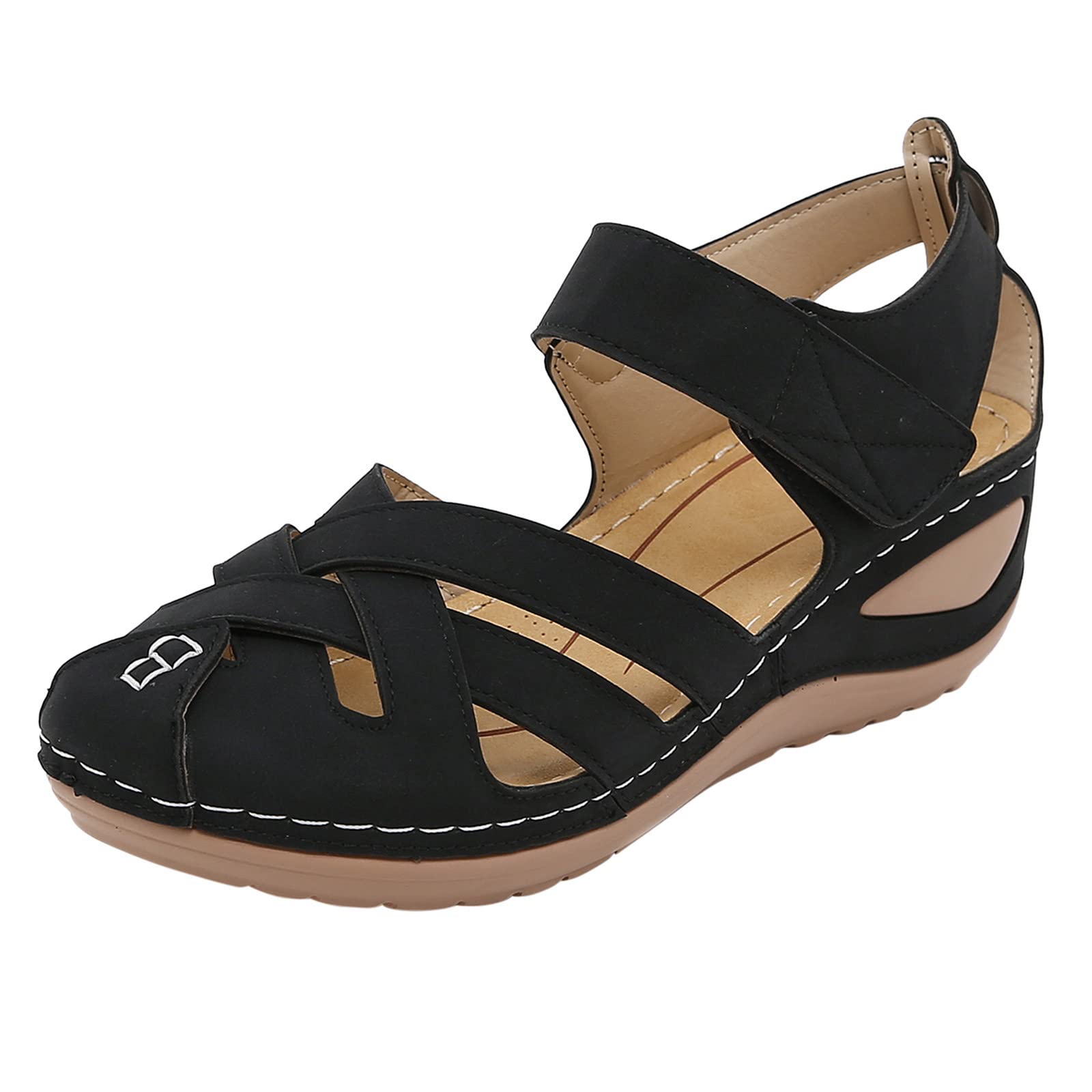 Women's Comfortable Breathable Peep Toe Wedge Sandals for Summer Beach Walking - Fashionable & Supportive Footwear for Casual Outings, Vacations, and Outdoor Activities