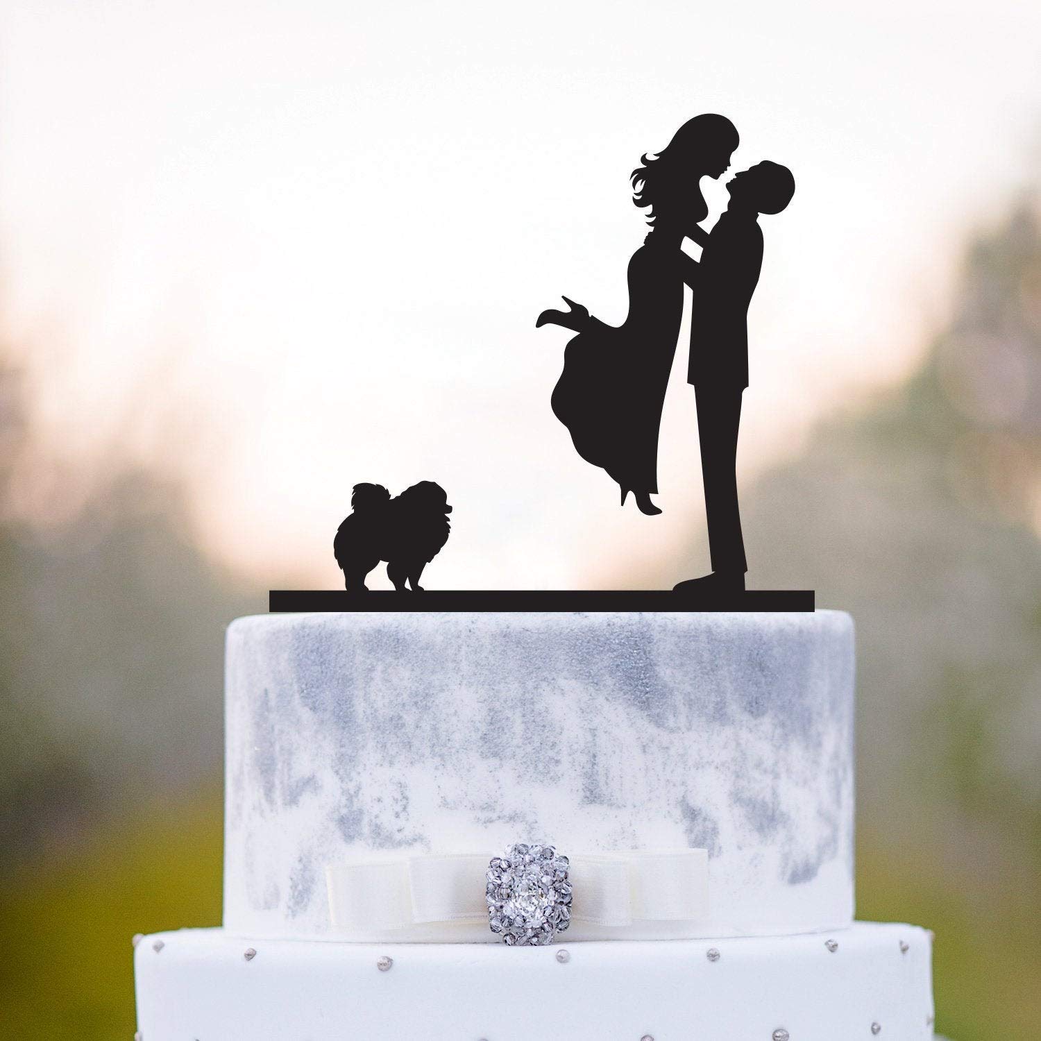 Personalized Pomeranian Dog Wedding Cake Topper - Customizable Bride & Groom Cake Decor for Dog Lovers - Perfect for Wedding, Anniversary, and Birthday Celebrations