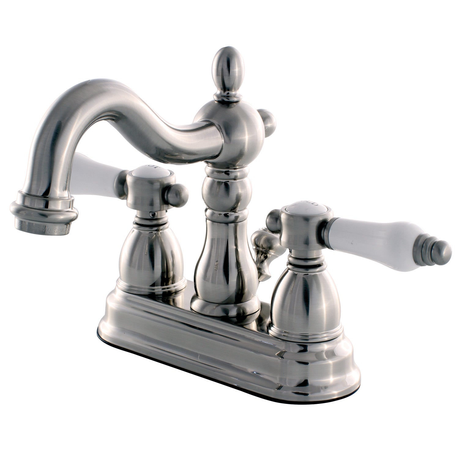 Bel Air KB1608BPL Brushed Nickel 4-Inch Centerset Bathroom Faucet - Double Handle 3-Hole Deck Mount with Pop-Up Drain - Perfect for Modern Bathroom Vanities and Powder Rooms