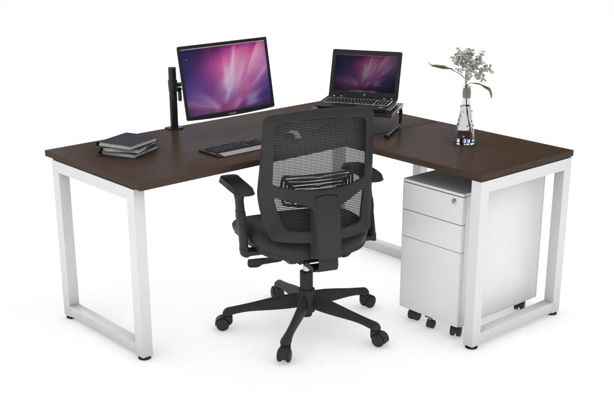 L-Shaped Corner Office Desk with Quadro Loop Legs - 1400L x 1700W - Modern Home Office Workstation for Small Spaces & Productivity Boost