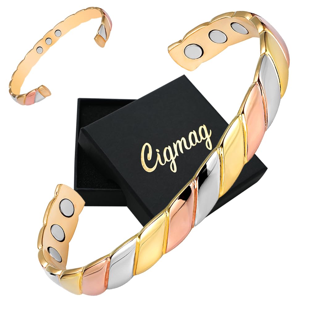 Pure Copper Bracelets for Women - Adjustable Magnetic Cuff Bangle for Strength & Wellness | Fashion Jewelry & Healing Accessory for Daily Wear, Yoga, Meditation