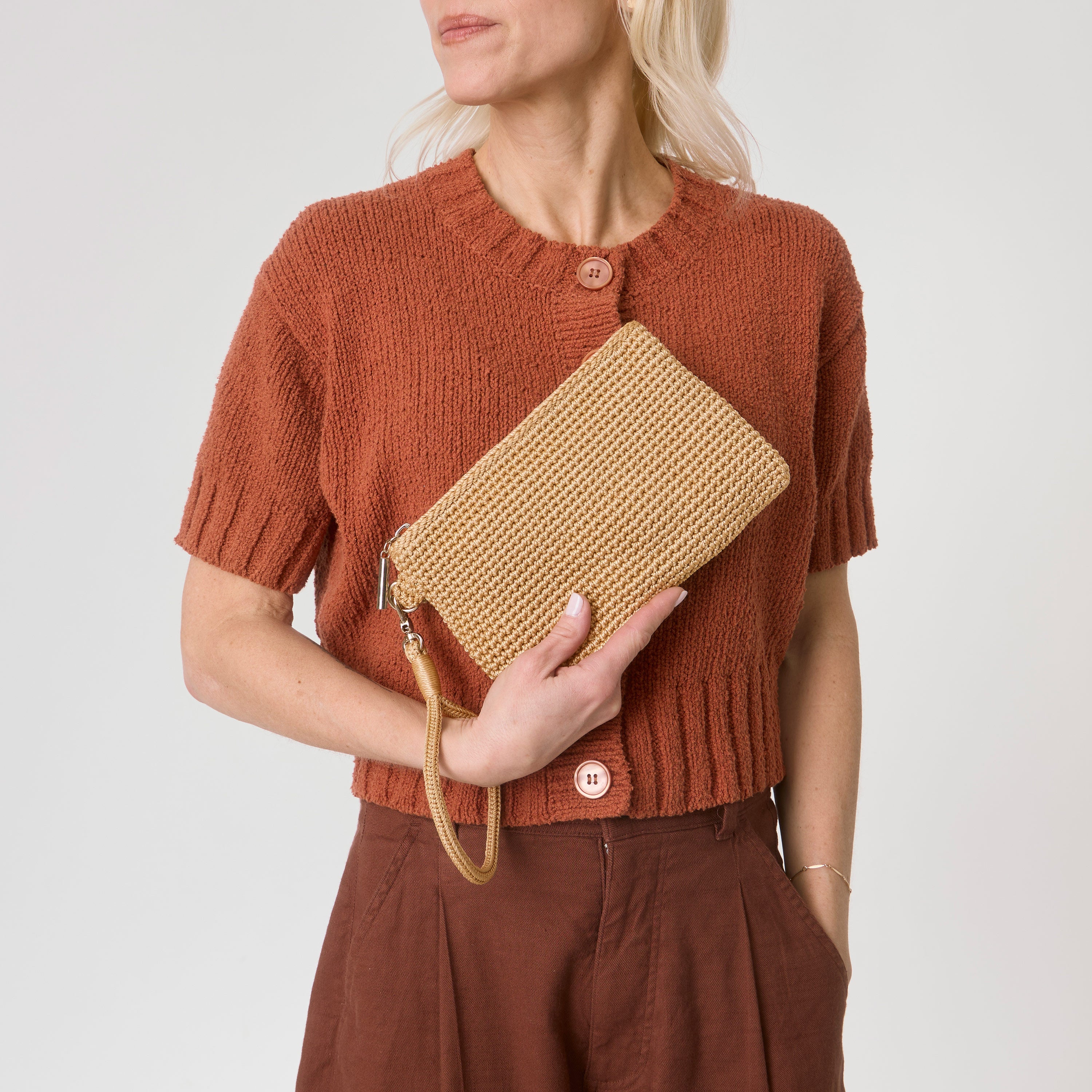 Handmade Bamboo Vita Wristlet - Eco-Friendly Crochet Wrist Wallet for Women - Perfect for Shopping, Travel & Everyday Use