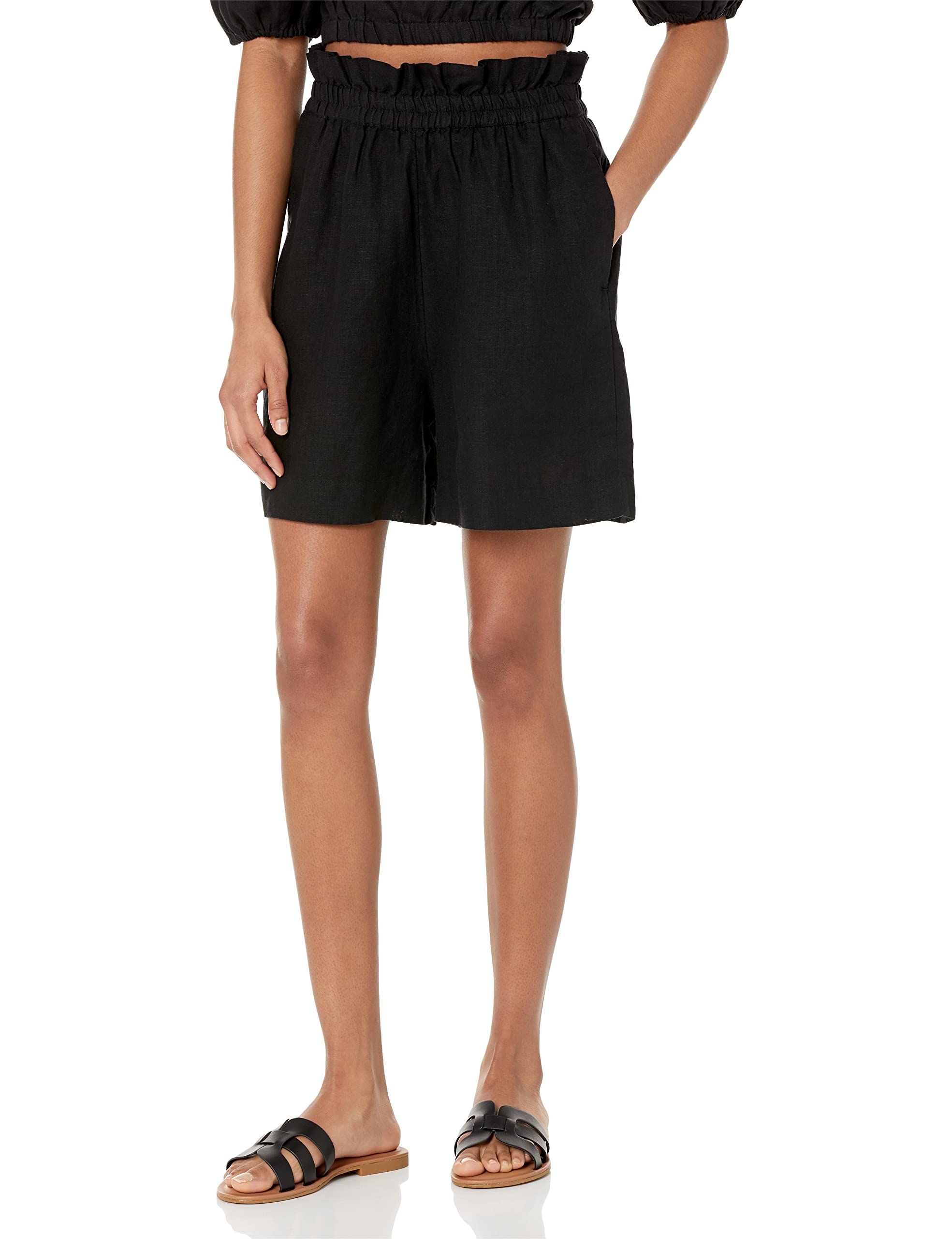 Drop Women's Priya Linen Shorts - Comfy Pull-On for Summer