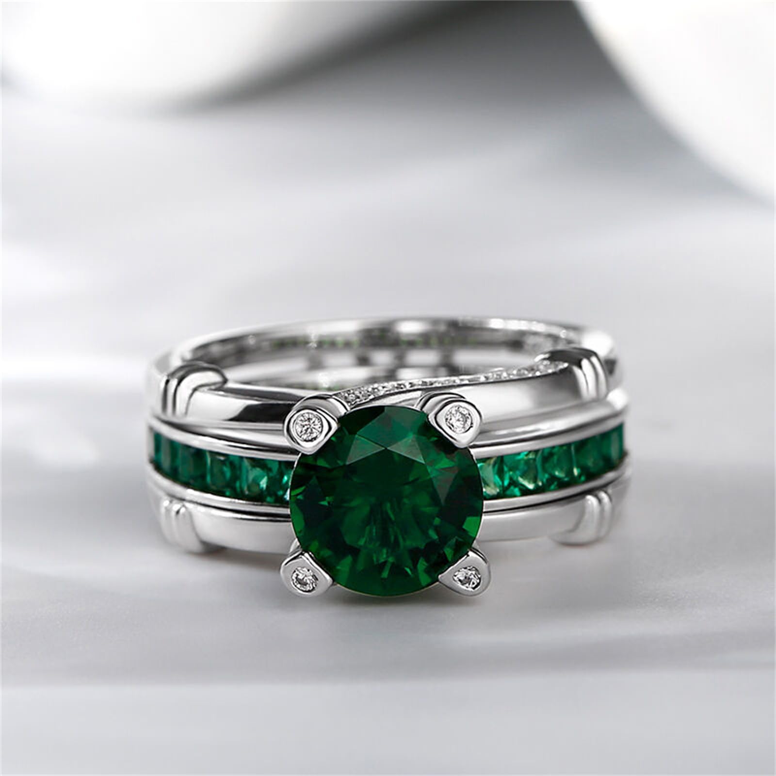 Jeulia Diamond Band Rings for Women - Sterling Silver CZ Interchangeable Ring Sets | Wedding, Engagement, Anniversary, Promise, Bridal Jewelry | Perfect for Gifts & Special Occasions