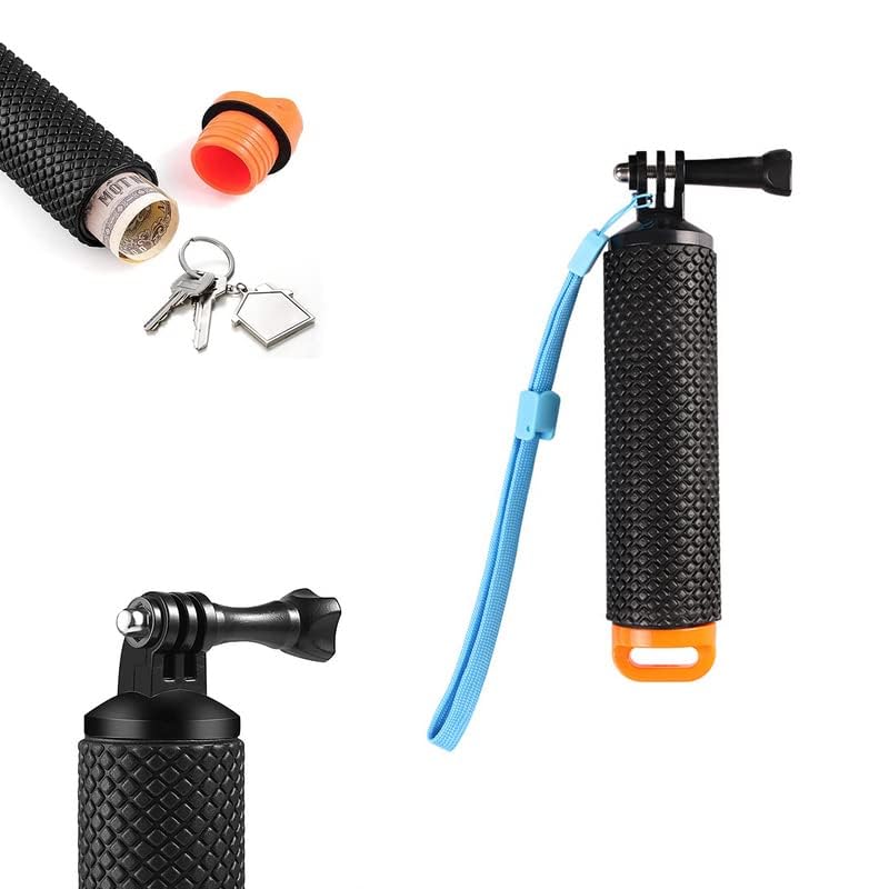 Waterproof Floating Hand Grip Selfie Stick with Monopod Handle - Compatible with GoPro Hero 10/9/8/7, Session, Fusion, Max, AKASO, SJCAM & DJI Osmo Action Cameras - Perfect for Water Sports, Vlogging & Outdoor Adventures (Orange)