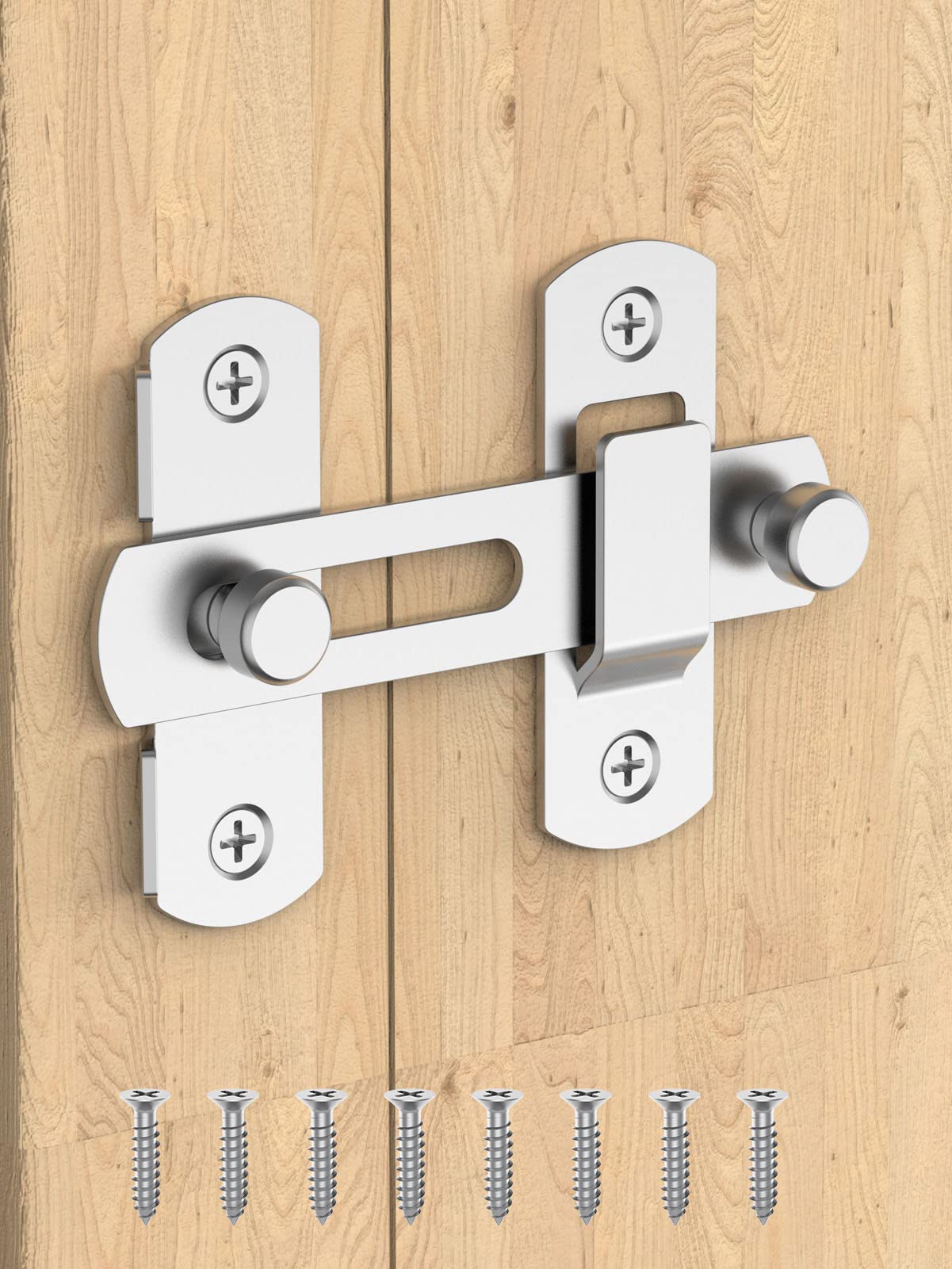 Stainless Steel Sliding Barn Door Lock - Heavy Duty Flip Latch Safety Bolt for Wine Cabinet, Bathroom, Garage, Garden & Closet - Secure Indoor/Outdoor Use (Silver, 1-Pack) - Perfect for Rustic Home Decor & Farmhouse Style Doors