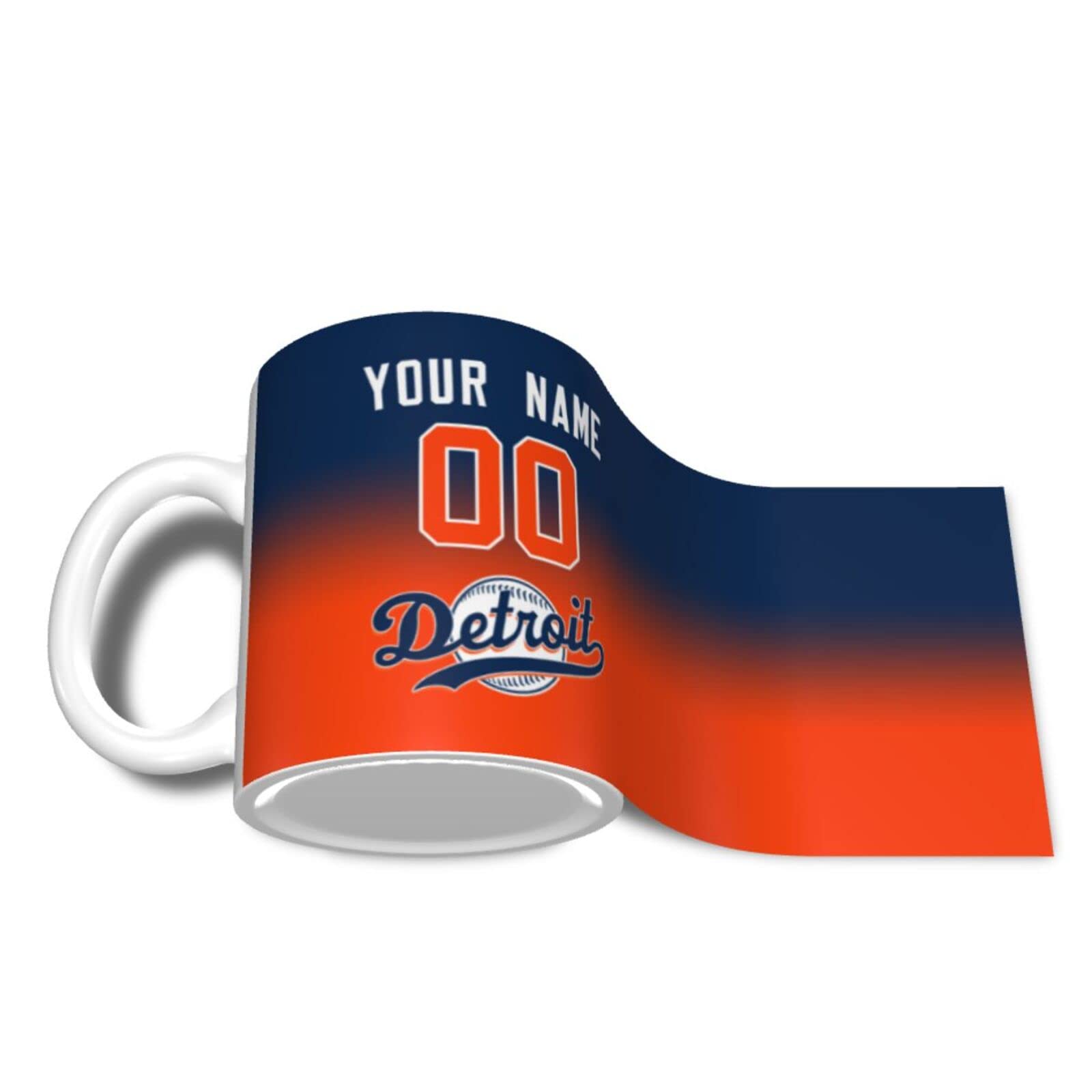 Personalized Baseball Coffee Mug - Custom Ceramic Cup with Handle, Team Colors & Name/Number - Great Gift for Baseball Fans, Men & Women - Perfect for Home, Office & Game Day Use