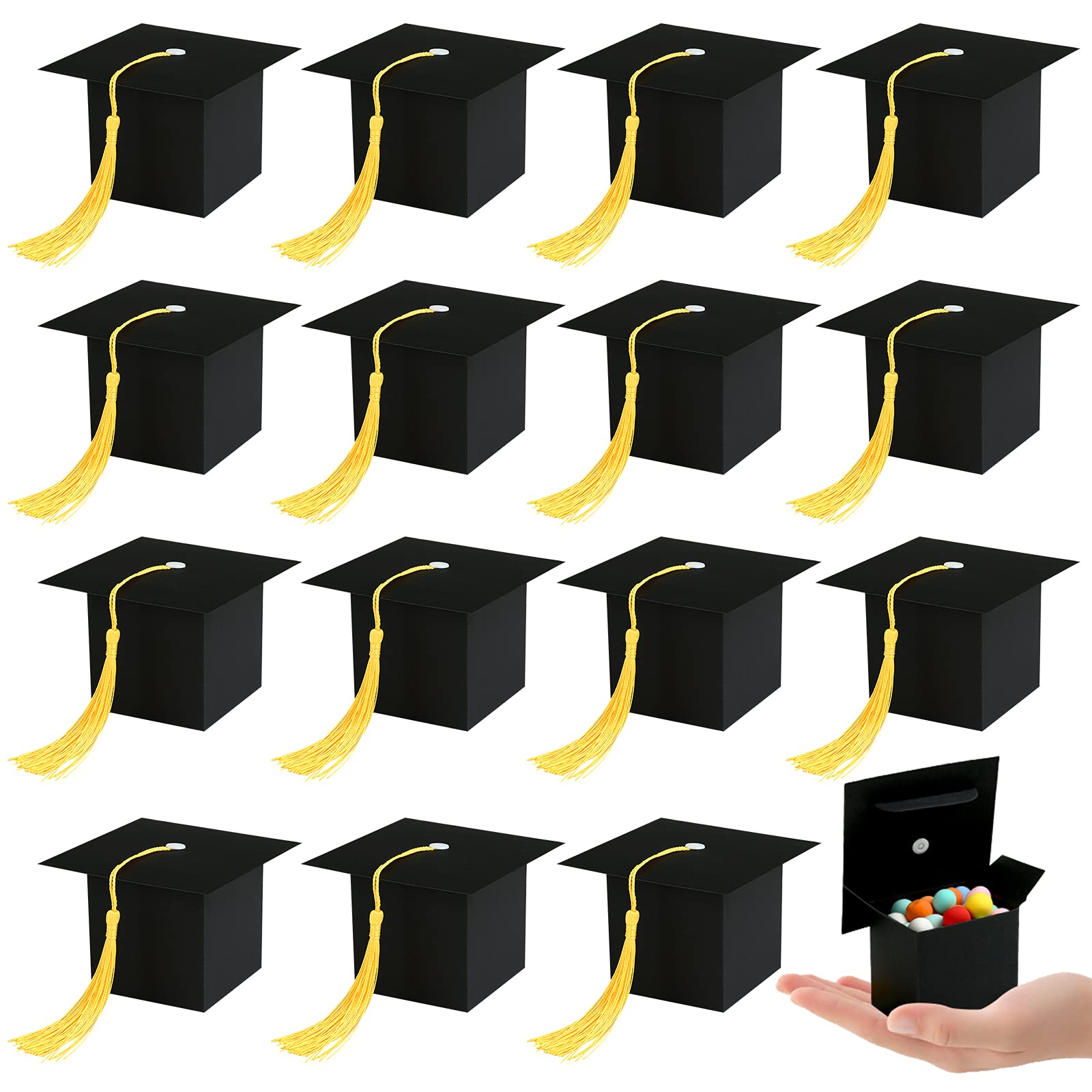 Kesote 24 Pack Graduation Party Favors 2025 - Grad Cap Candy Boxes for Chocolate Gifts & Goody Bags, Perfect for High School/College Graduation Celebrations, Commencement Ceremonies & Senior Party Supplies