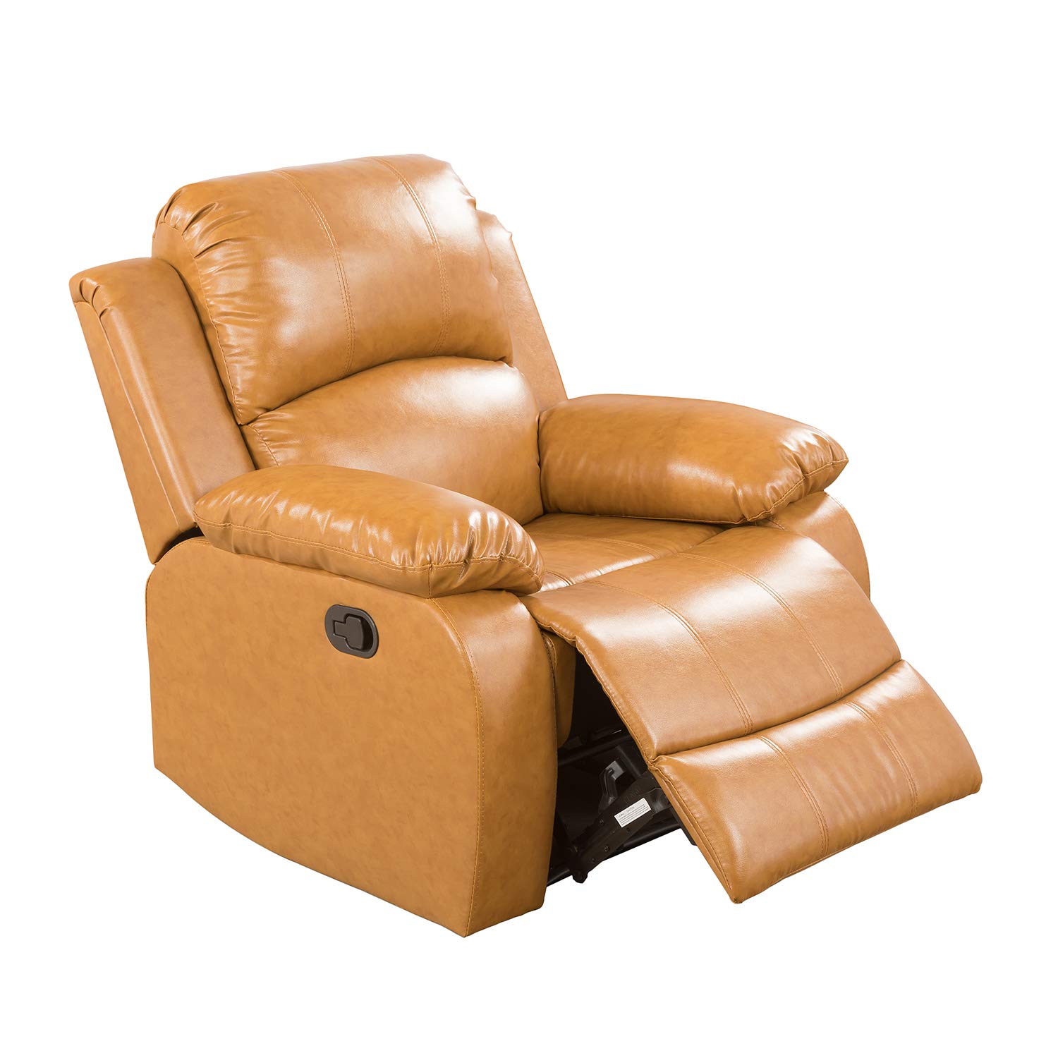 **Ainehome Manual Recliner Chair - Bonded Leather Living Room Reclining Chair with Smooth Motion, Comfortable Seating (Ginger) - Perfect for Relaxing, Watching TV, or Napping**
