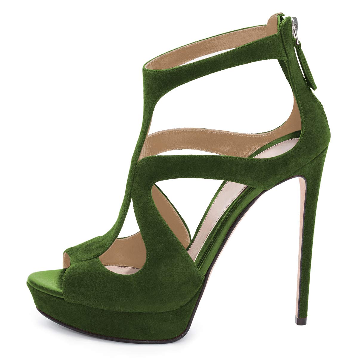 Sexy Women's Stiletto High Heel Sandals - Peep Toe Platform Pumps with Cutout Design & Back Zipper for Party, Club & Evening Dress Occasions